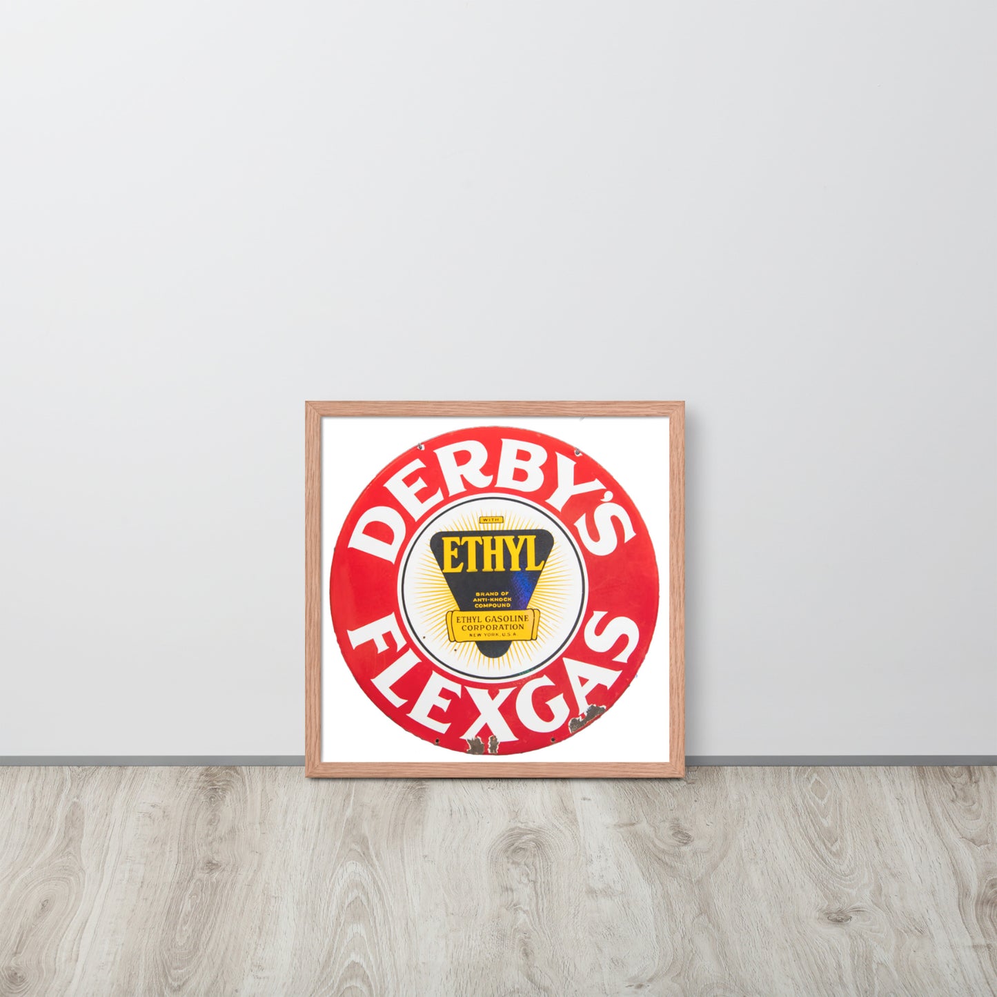 Vintage Derby Gas Tin Painted Design Framed poster