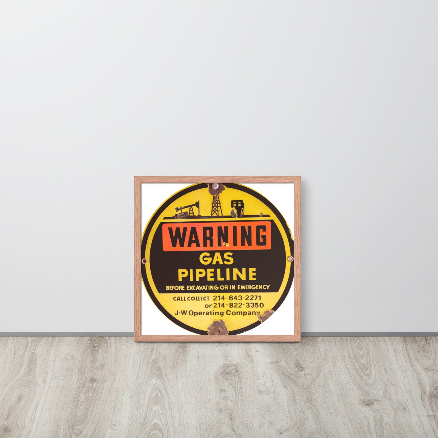 Retro Gas Warning Sign Tin Framed poster