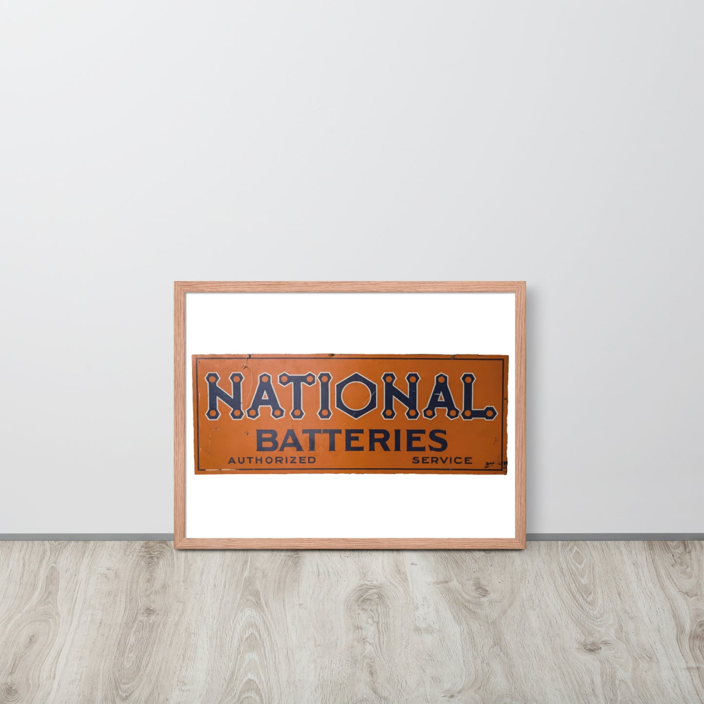 Retro National Battery Sign Patina Style Framed poster