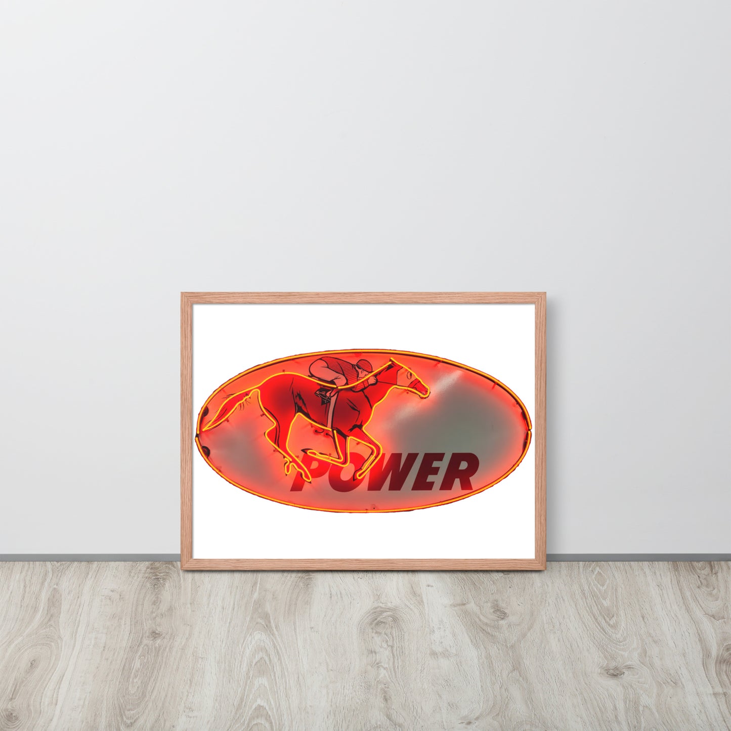 Retro Neon Sign Power Framed poster