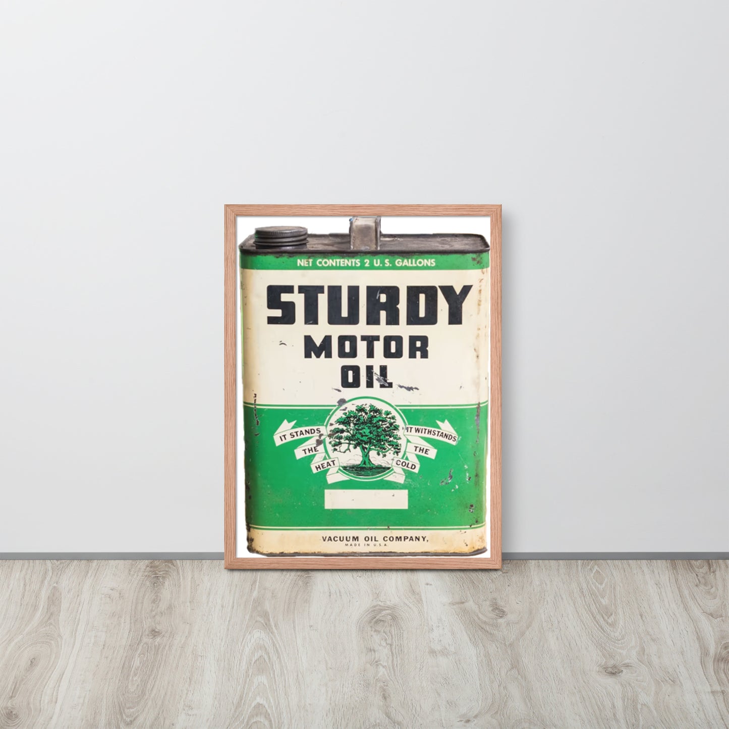 Vintage Sturdy Oil Can Patina Style Framed poster