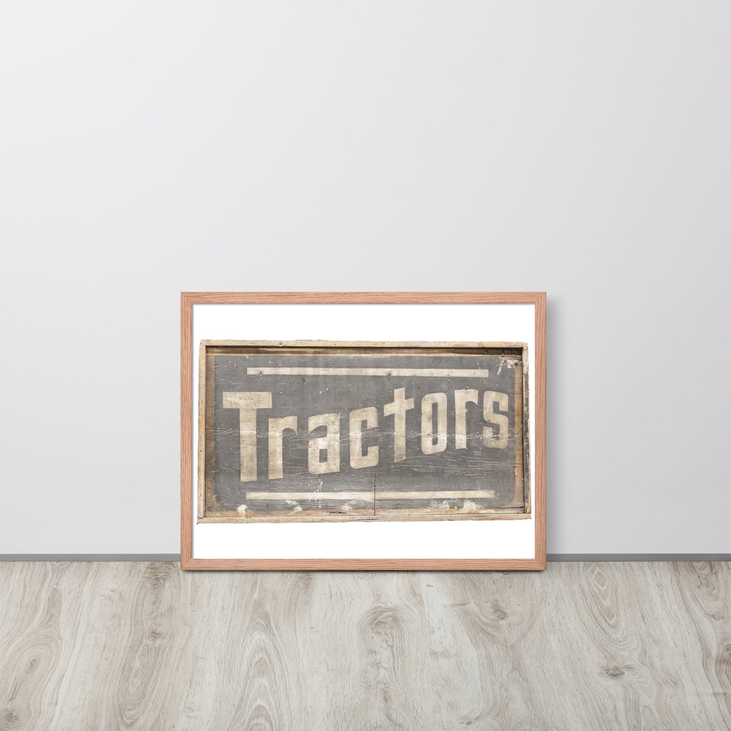 Retro Tractors Sign Wood Style Framed poster