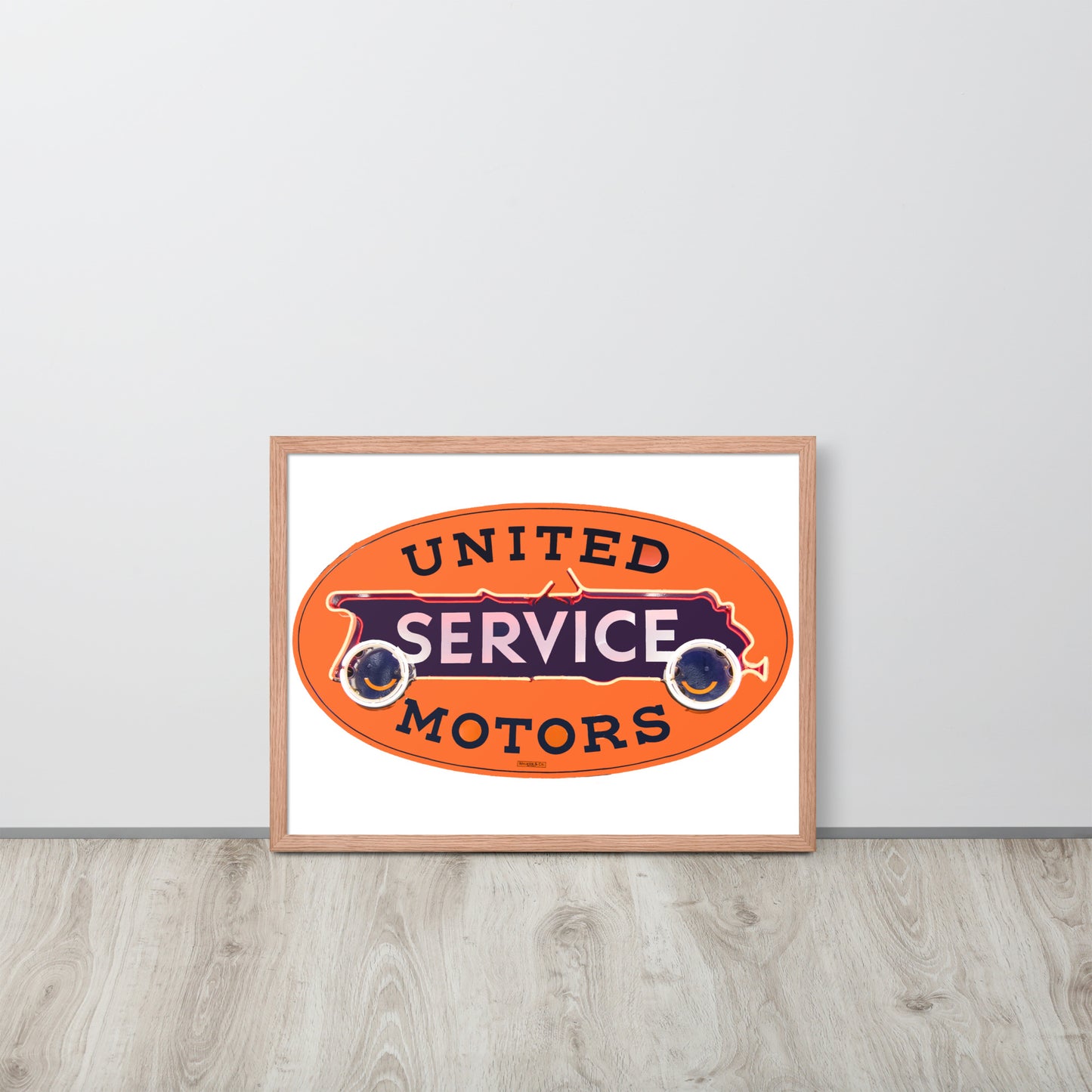 Vintage United Service Motor Neon Style Unlit Framed poster