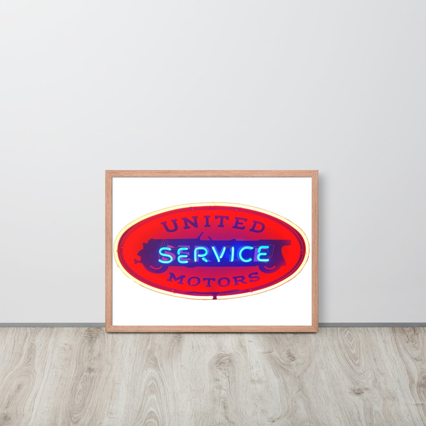 Vintage United Service Motor Neon Style Lit Framed poster