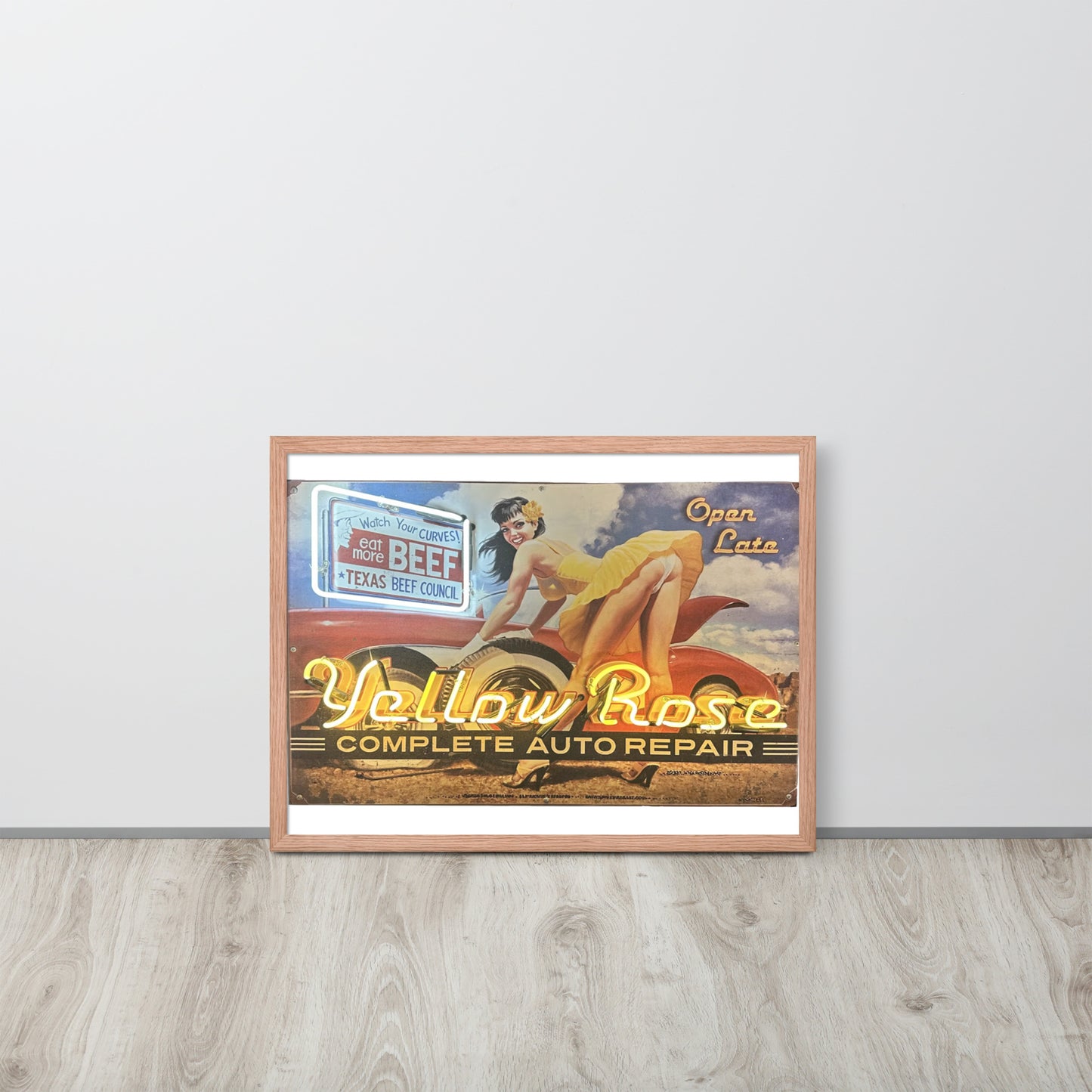 Vintage Auto Repair Neon Sign Style Framed poster