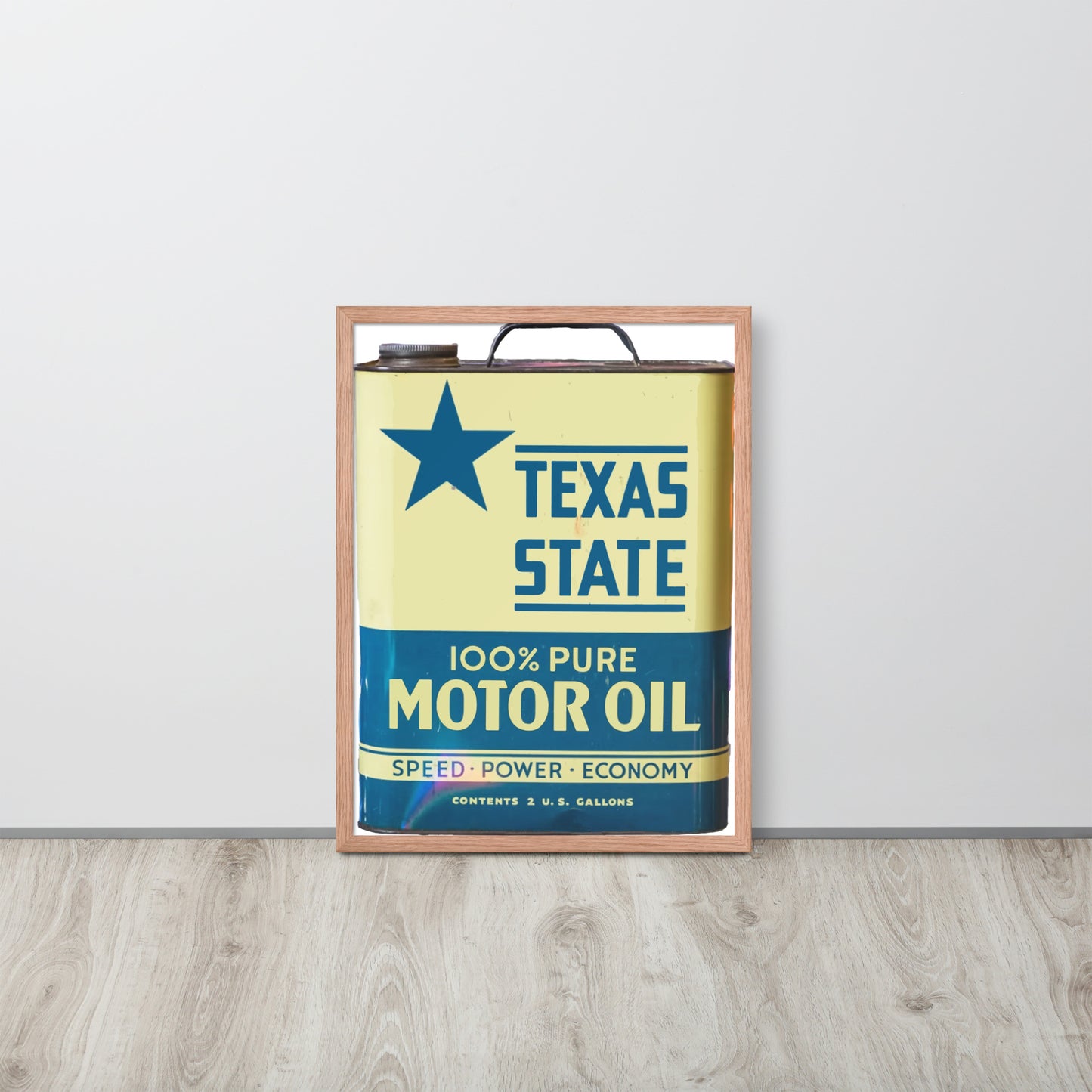 Vintage Texas Motor Oil Can Gallon Design Framed poster