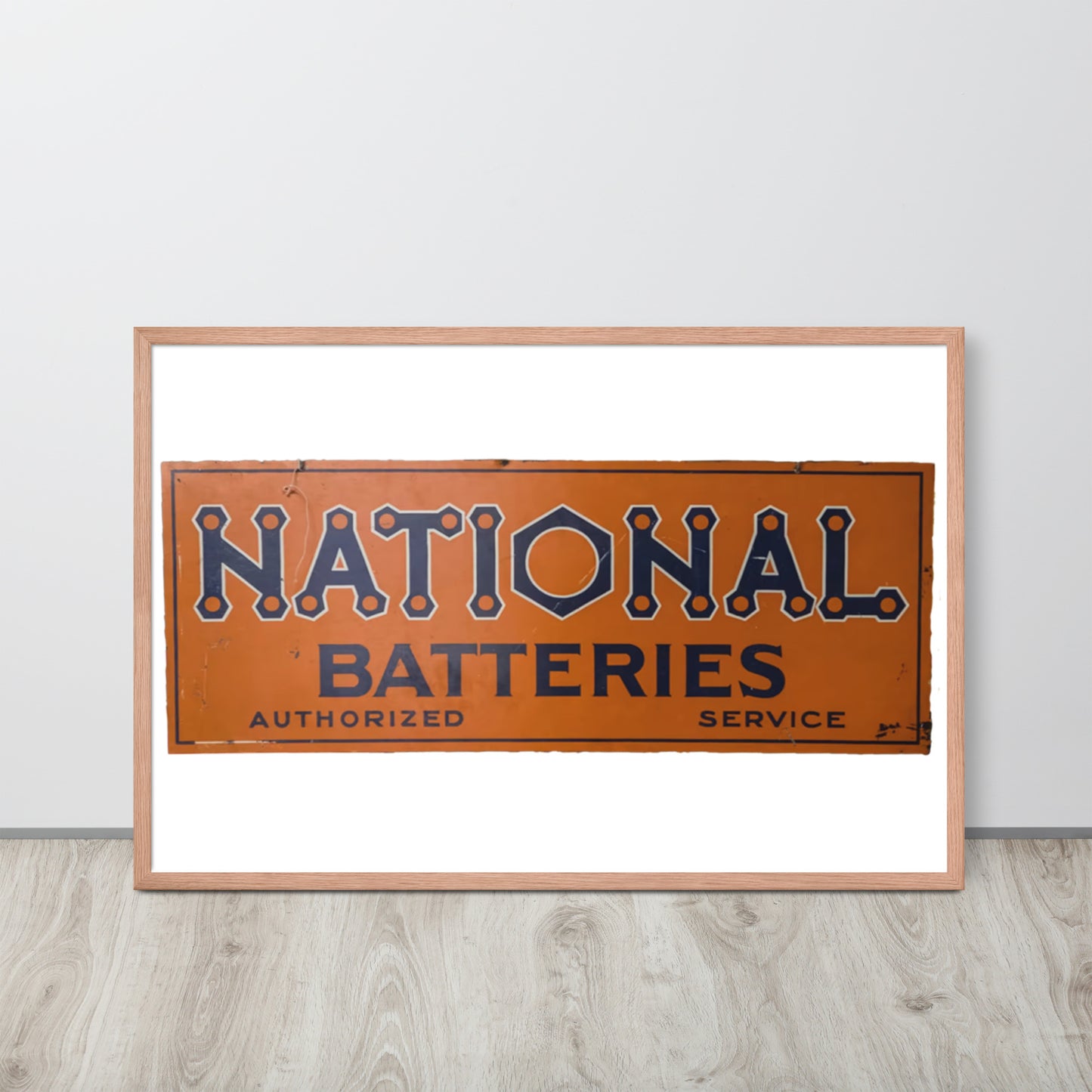 Retro National Battery Sign Patina Style Framed poster