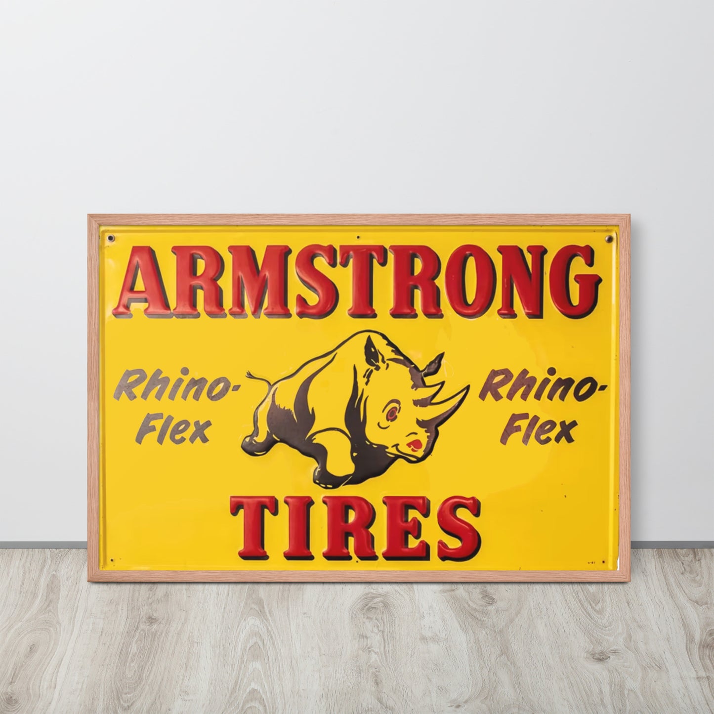 Retro Rhino Tire Sign Tin Style Framed poster