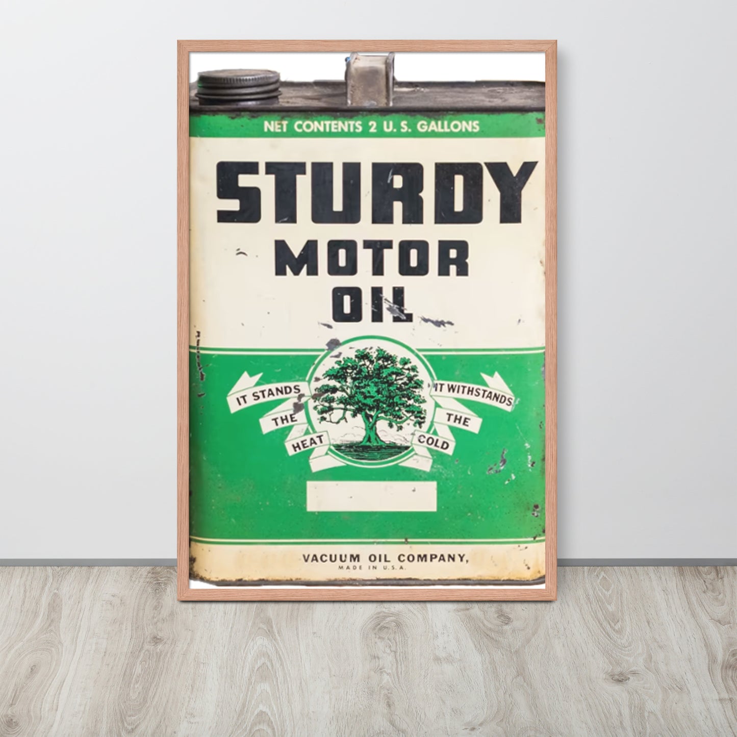 Vintage Sturdy Oil Can Patina Style Framed poster