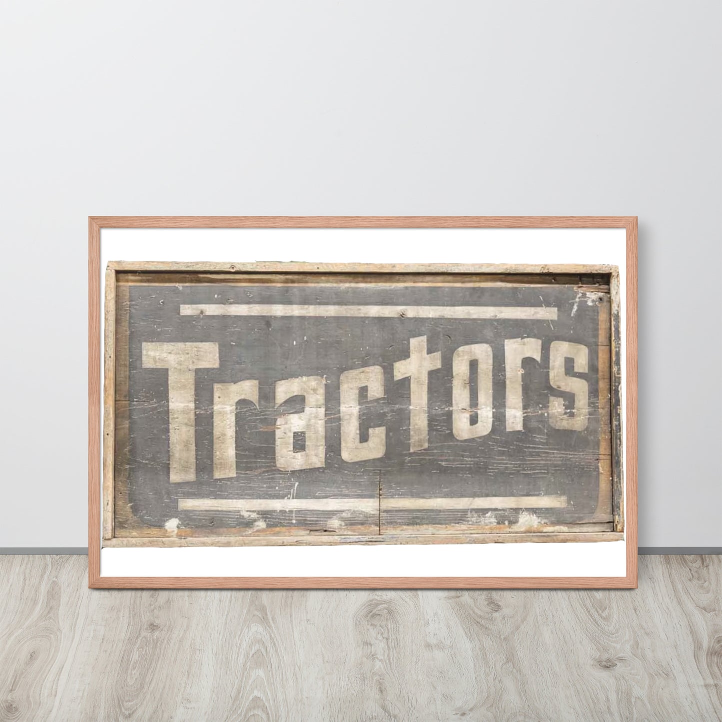 Retro Tractors Sign Wood Style Framed poster