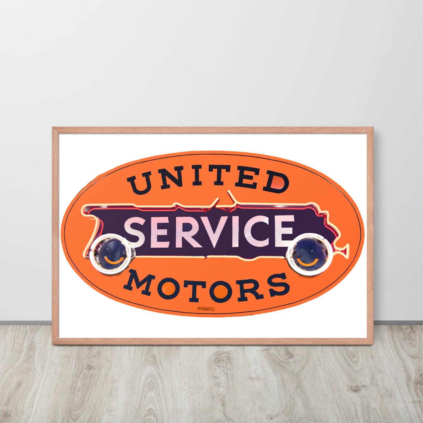 Vintage United Service Motor Neon Style Unlit Framed poster