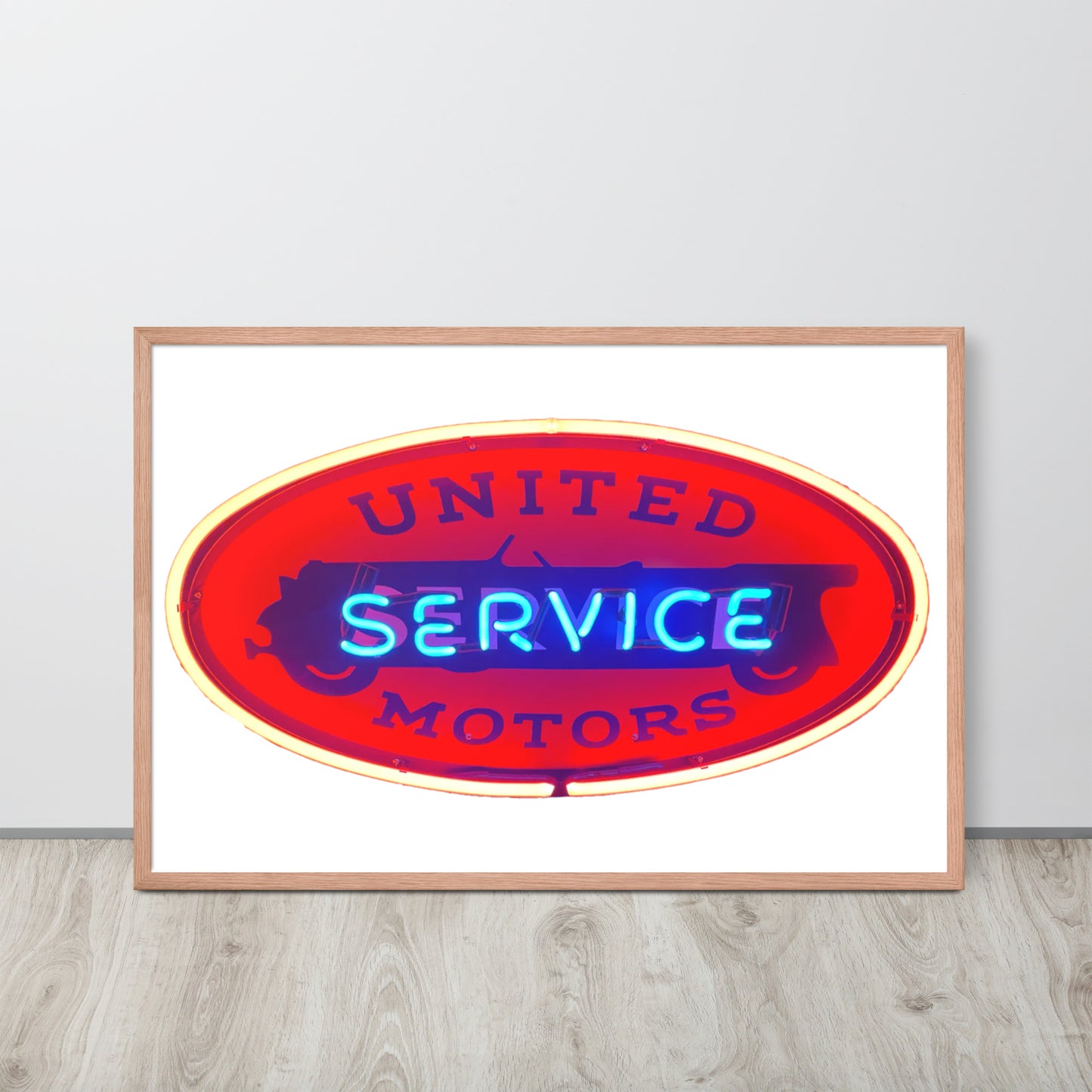 Vintage United Service Motor Neon Style Lit Framed poster