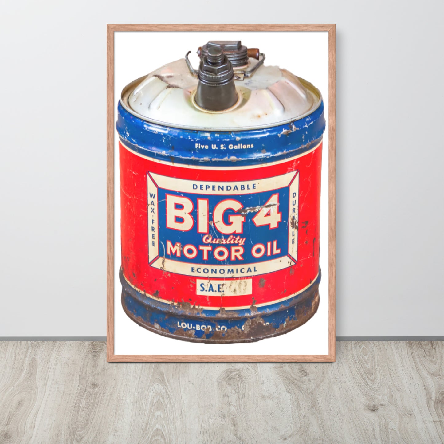 Vintage Motor Oil Steel Gallon Style Framed poster