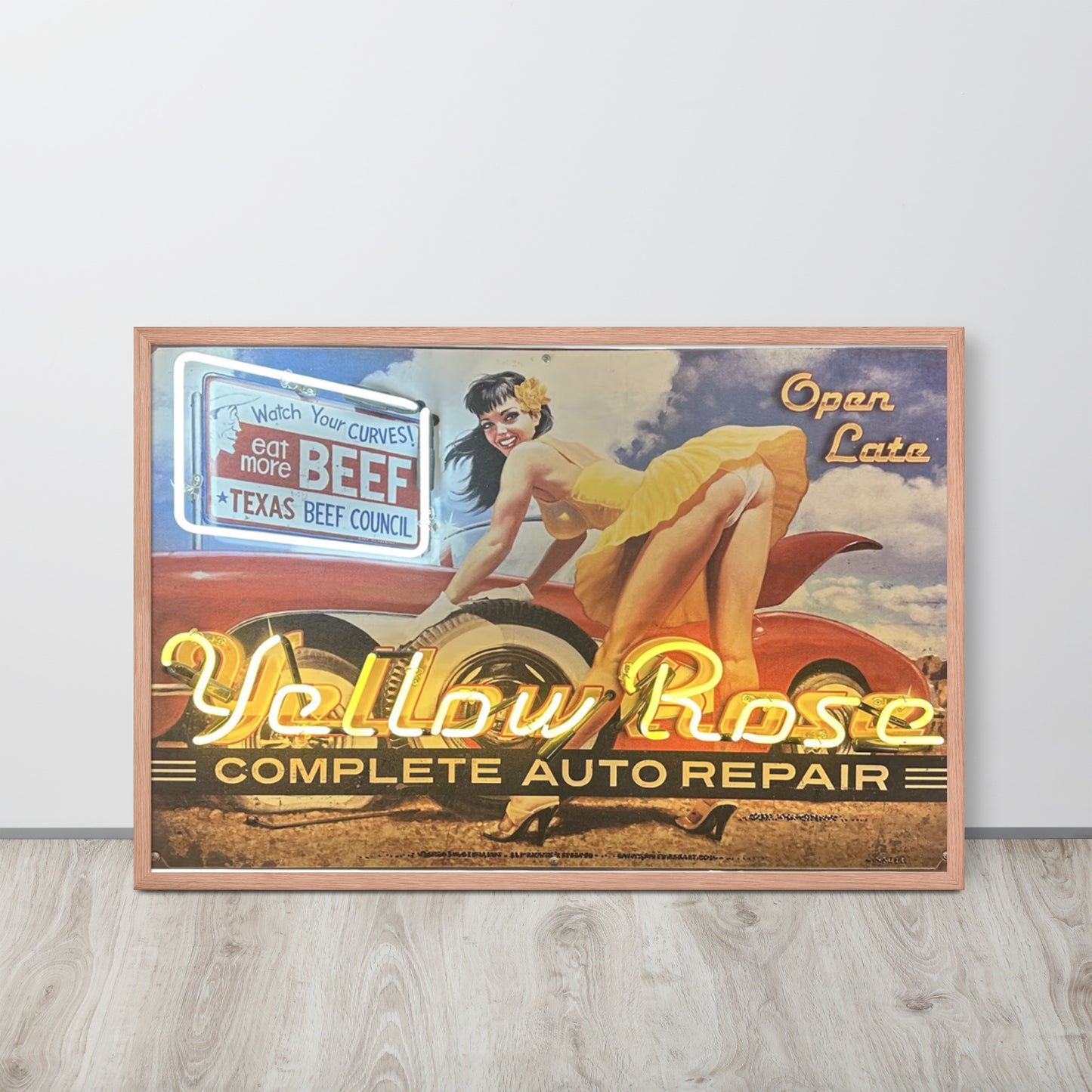 Vintage Auto Repair Neon Sign Style Framed poster