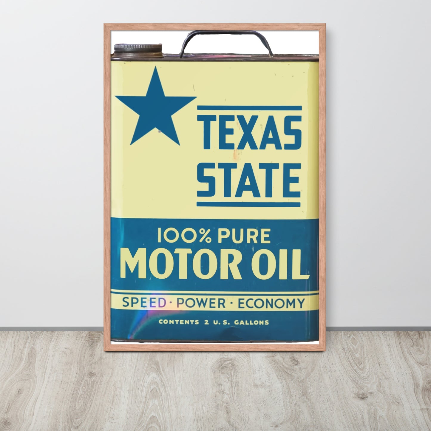 Vintage Texas Motor Oil Can Gallon Design Framed poster