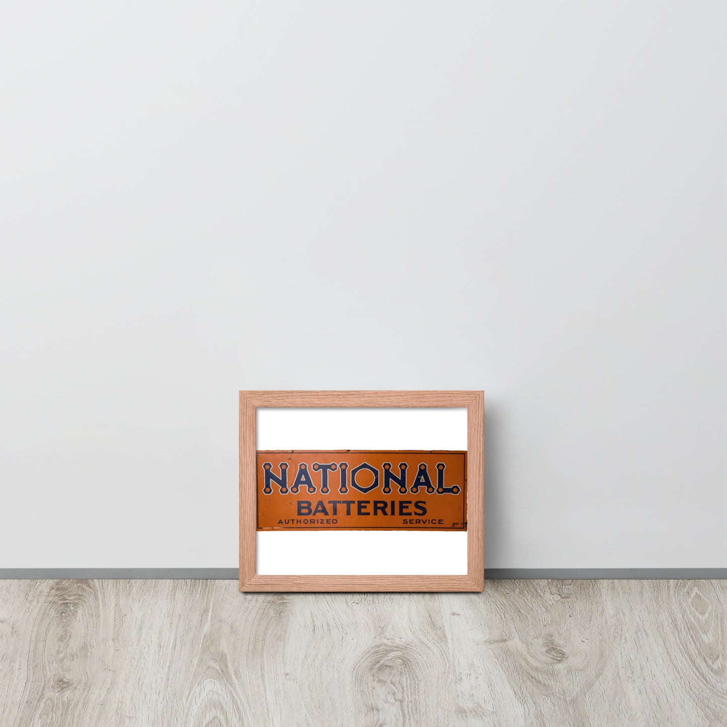 Retro National Battery Sign Patina Style Framed poster