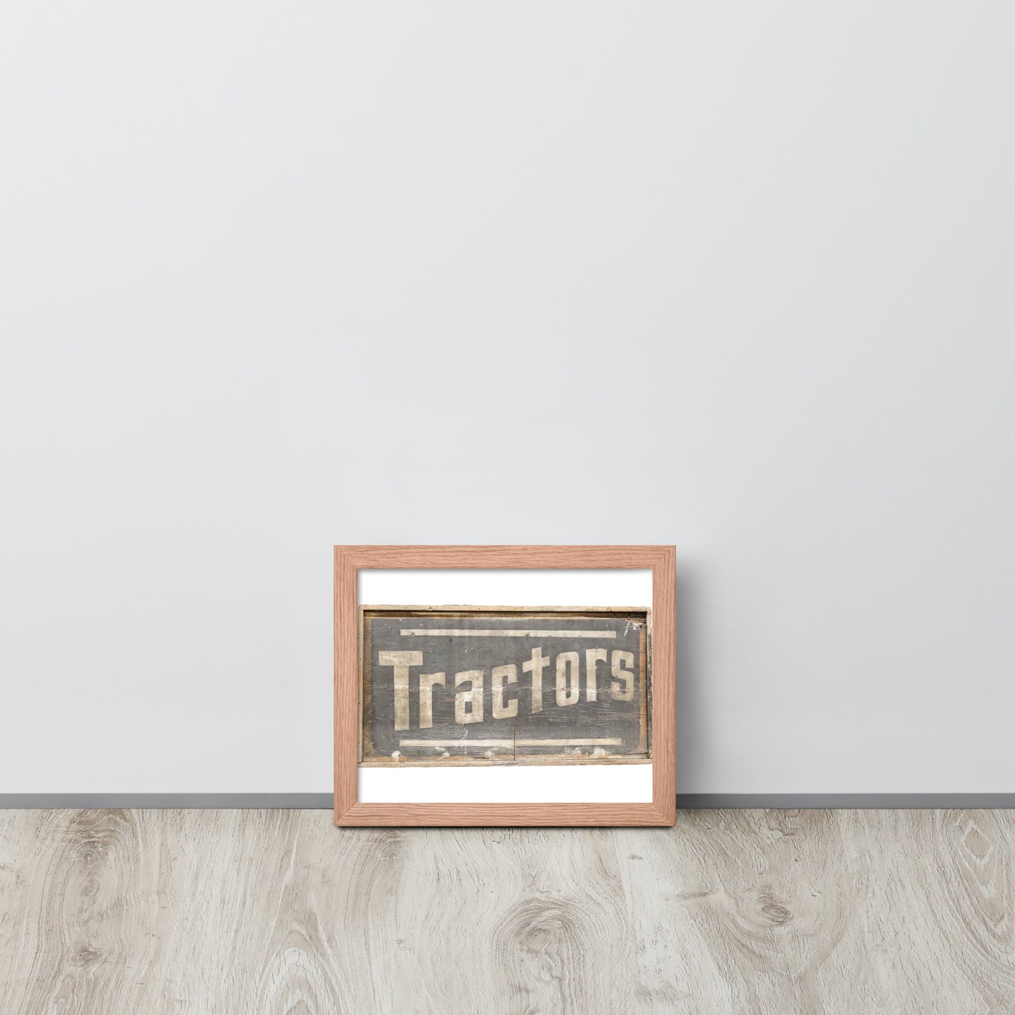 Retro Tractors Sign Wood Style Framed poster