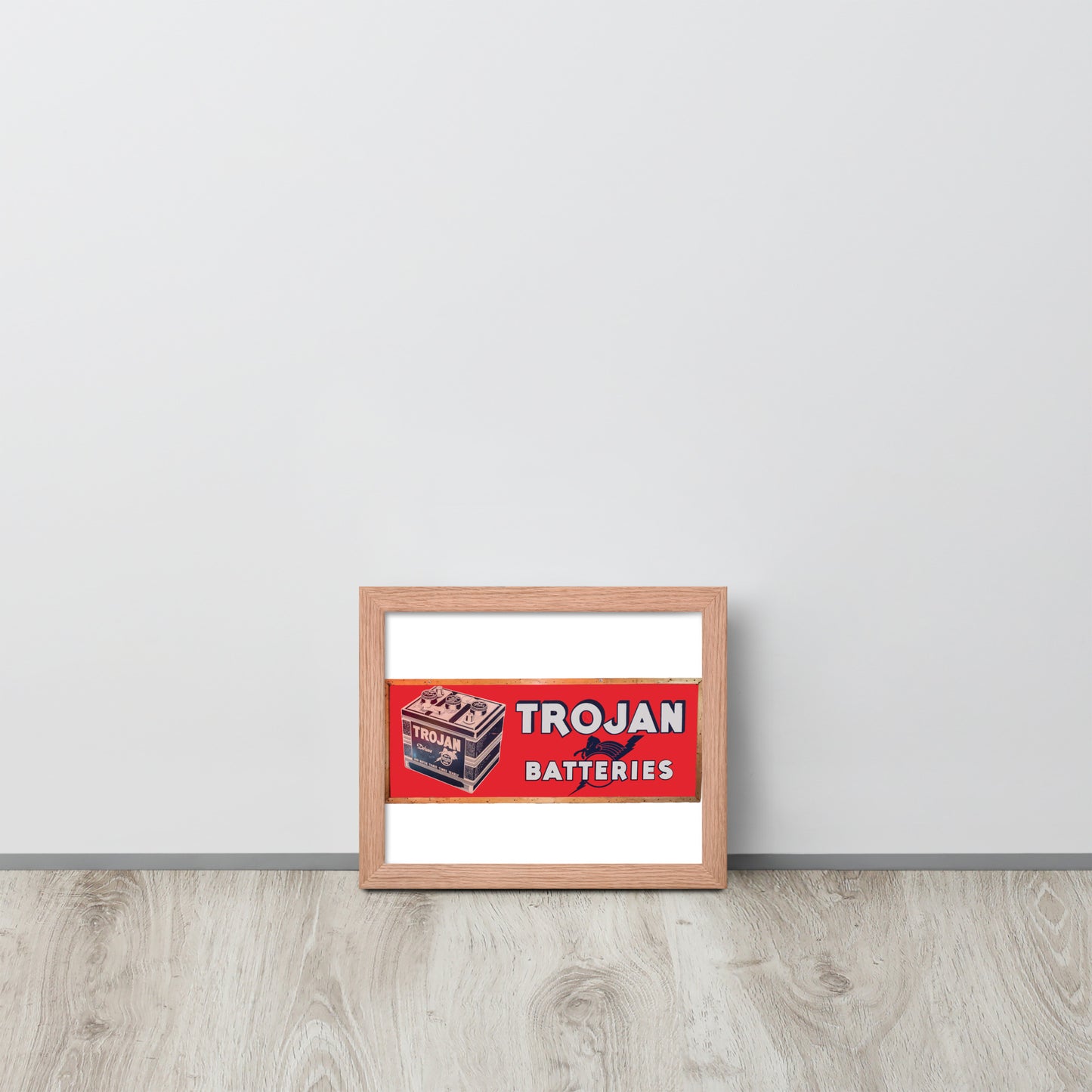 Vintage Trojan Battery Sign Framed poster