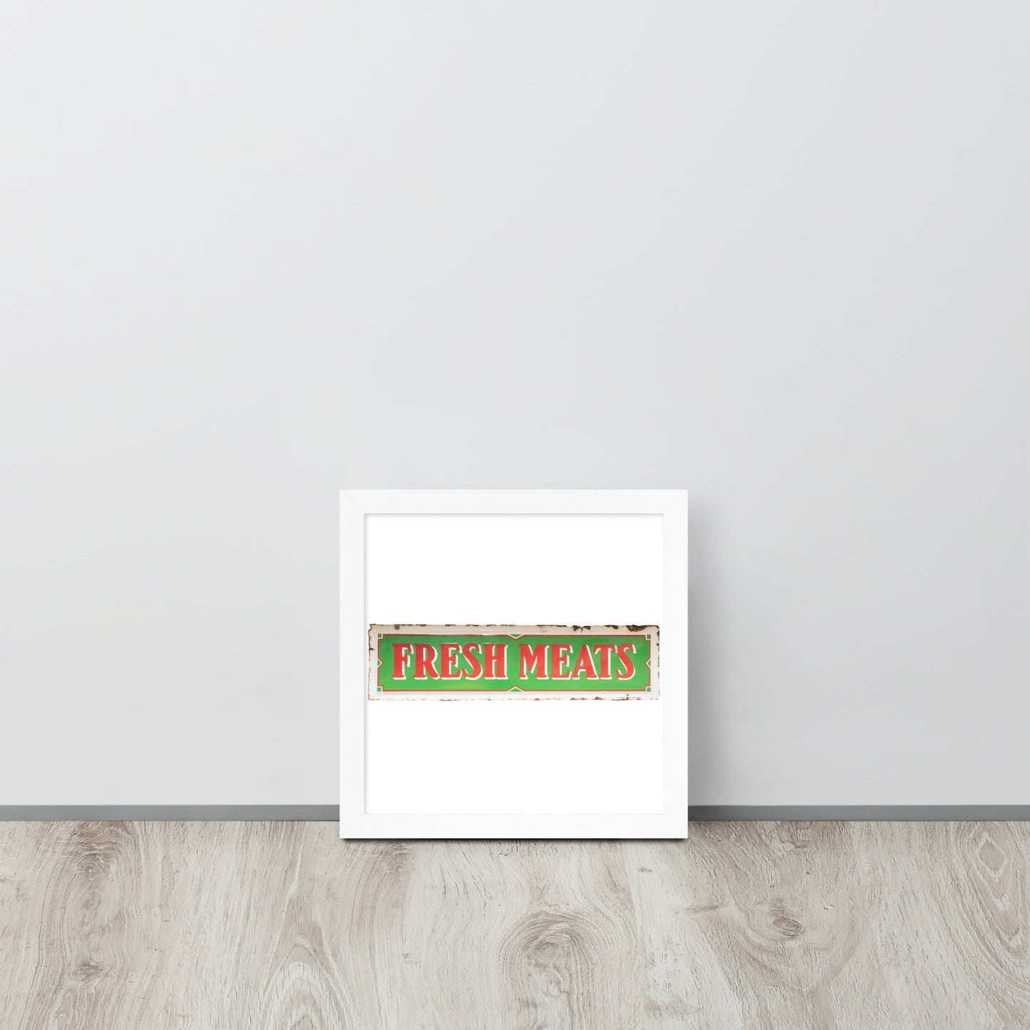 Vintage Fresh Meat Sign Porcelain Style Framed poster