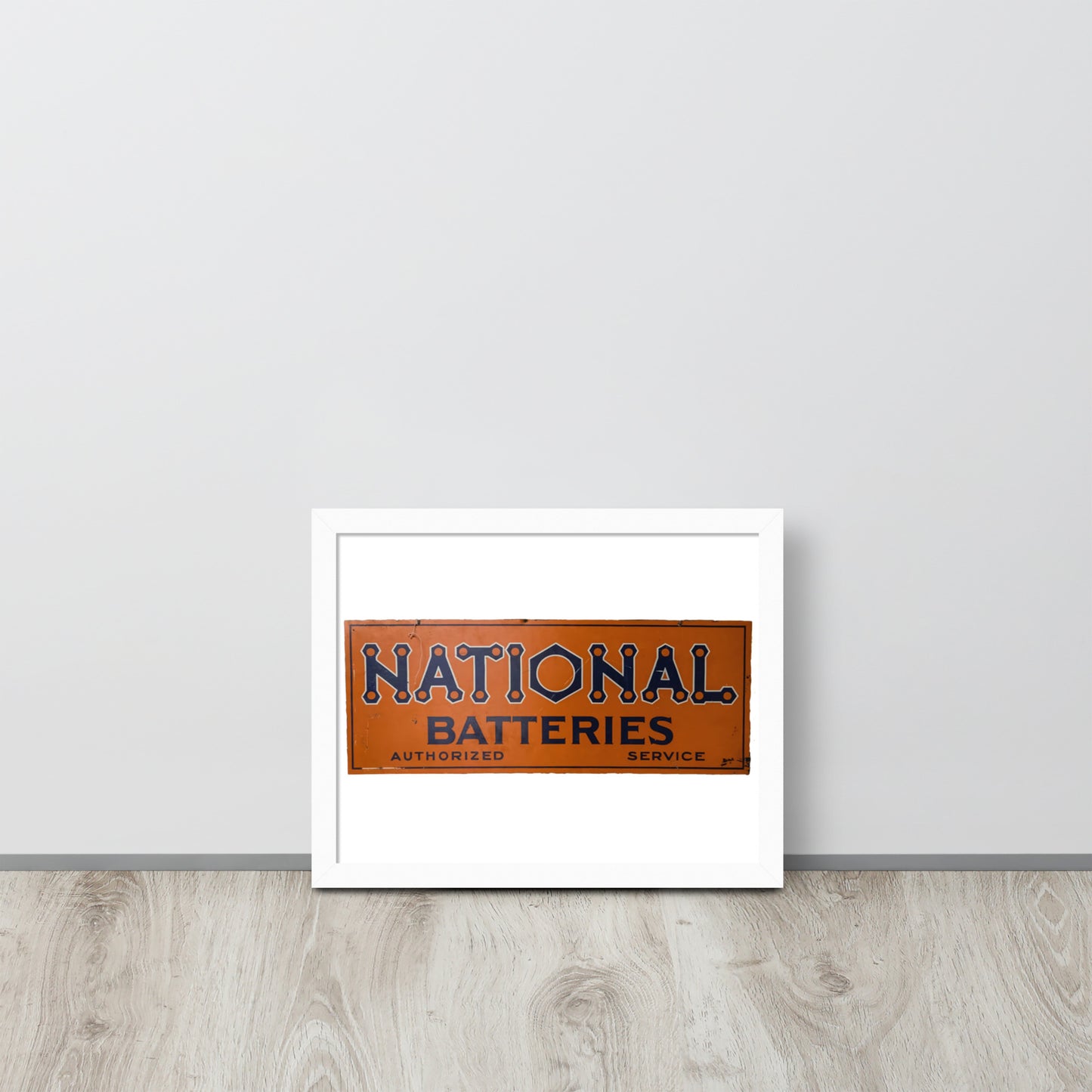 Retro National Battery Sign Patina Style Framed poster