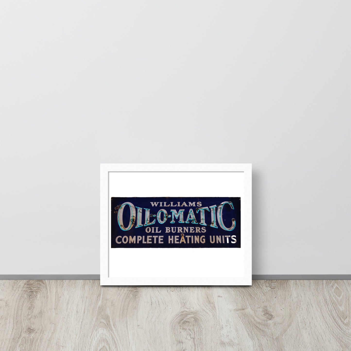 Vintage Oil O Matic Heating Neon Style Framed poster