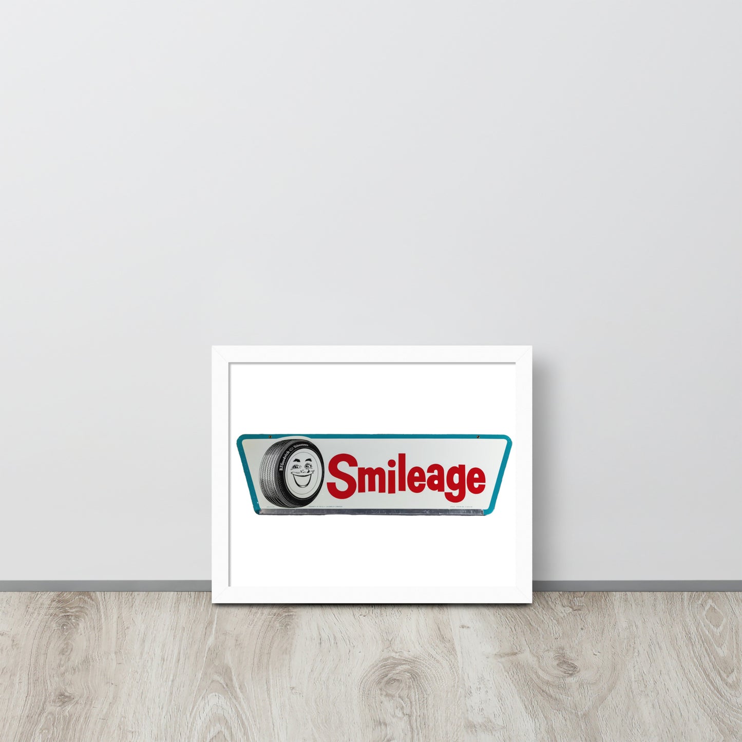 Retro Smileage Tire Sign Framed poster