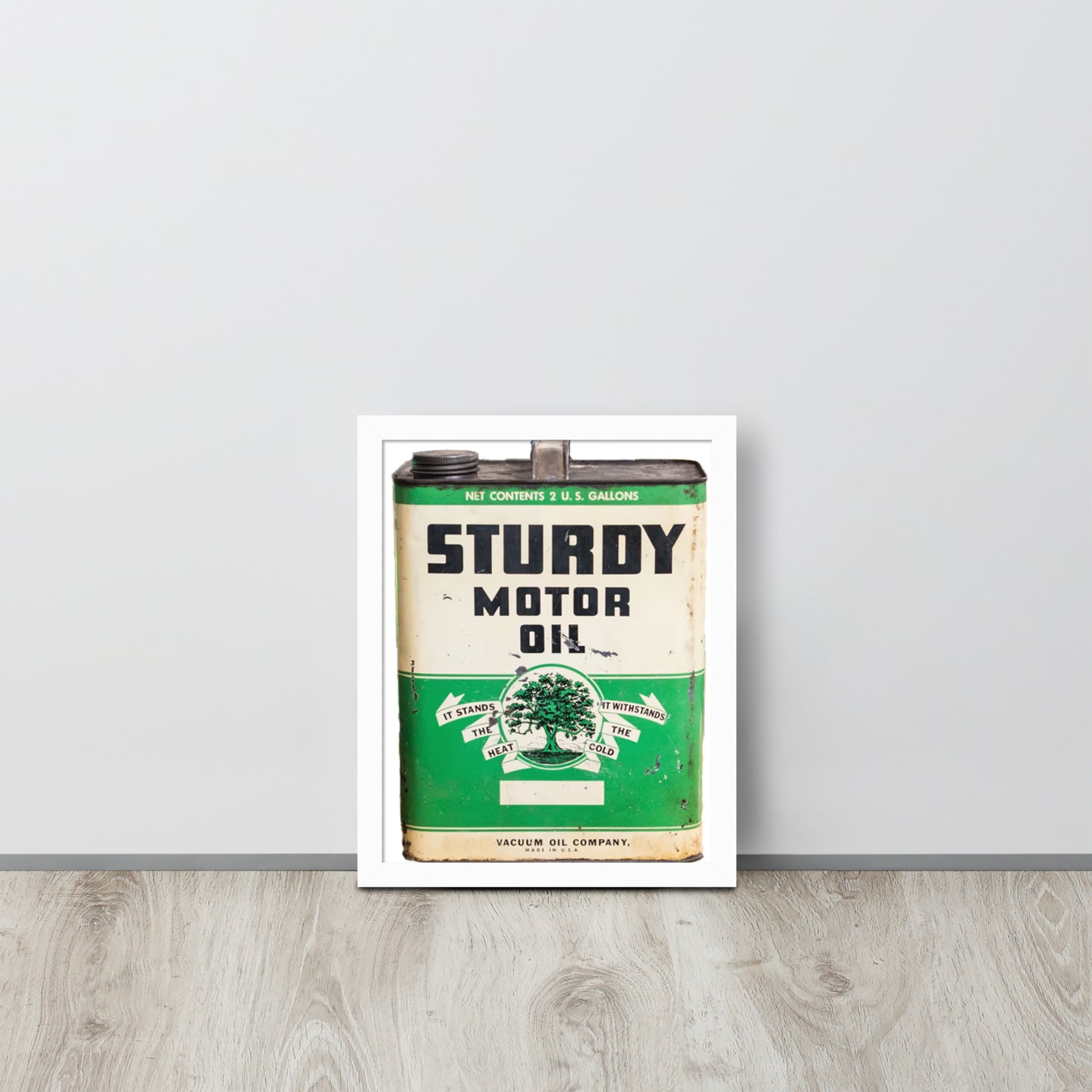 Vintage Sturdy Oil Can Patina Style Framed poster