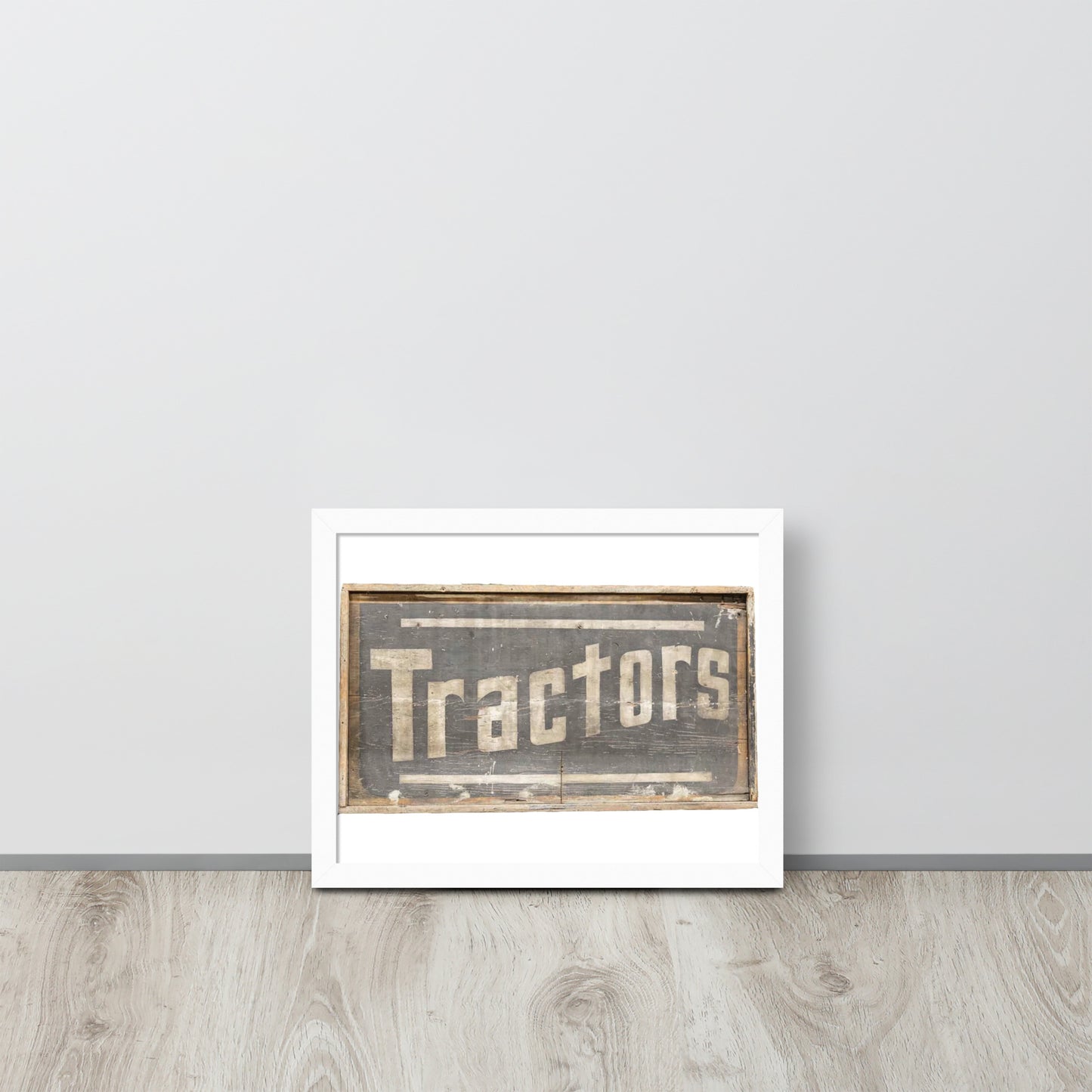 Retro Tractors Sign Wood Style Framed poster