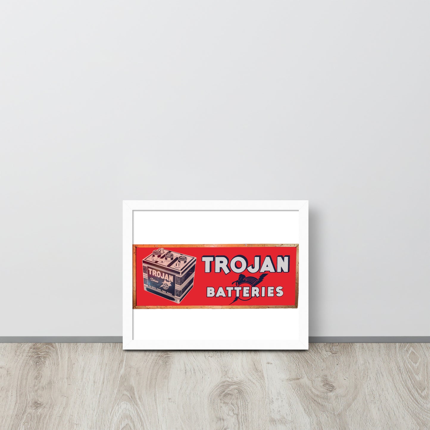 Vintage Trojan Battery Sign Framed poster