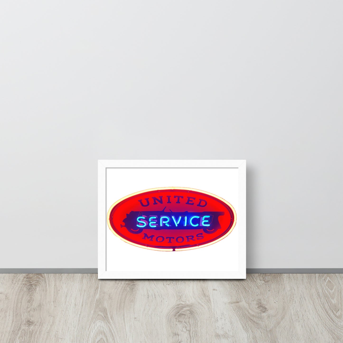 Vintage United Service Motor Neon Style Lit Framed poster