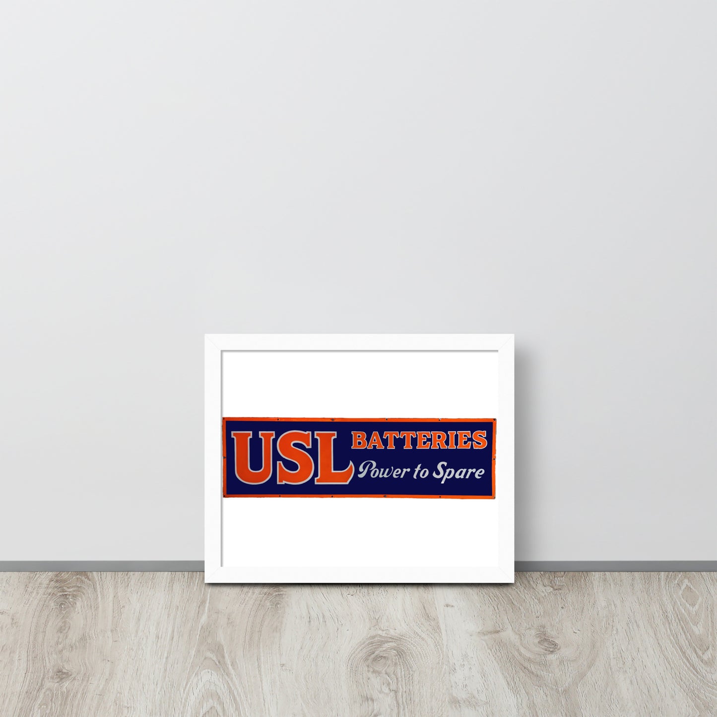 Retro USL Battery Tin Style Framed poster