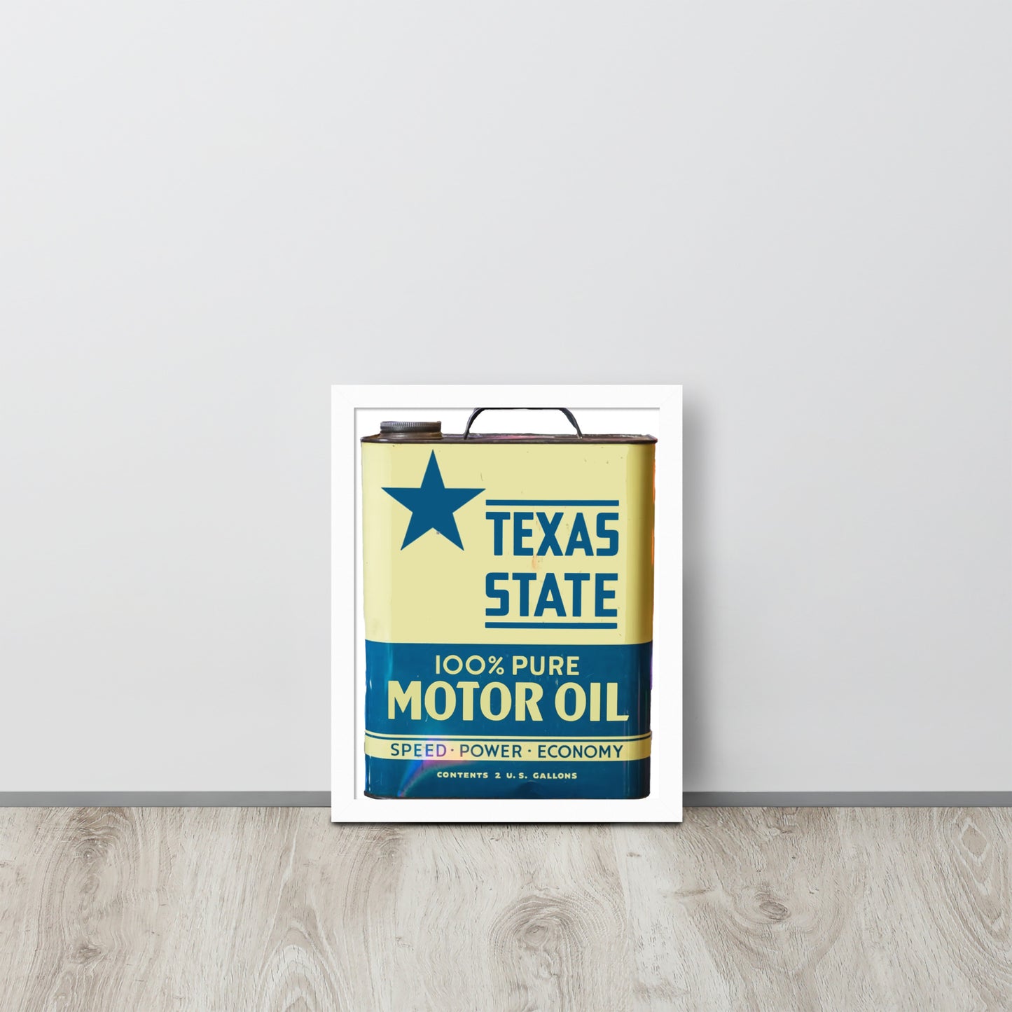 Vintage Texas Motor Oil Can Gallon Design Framed poster