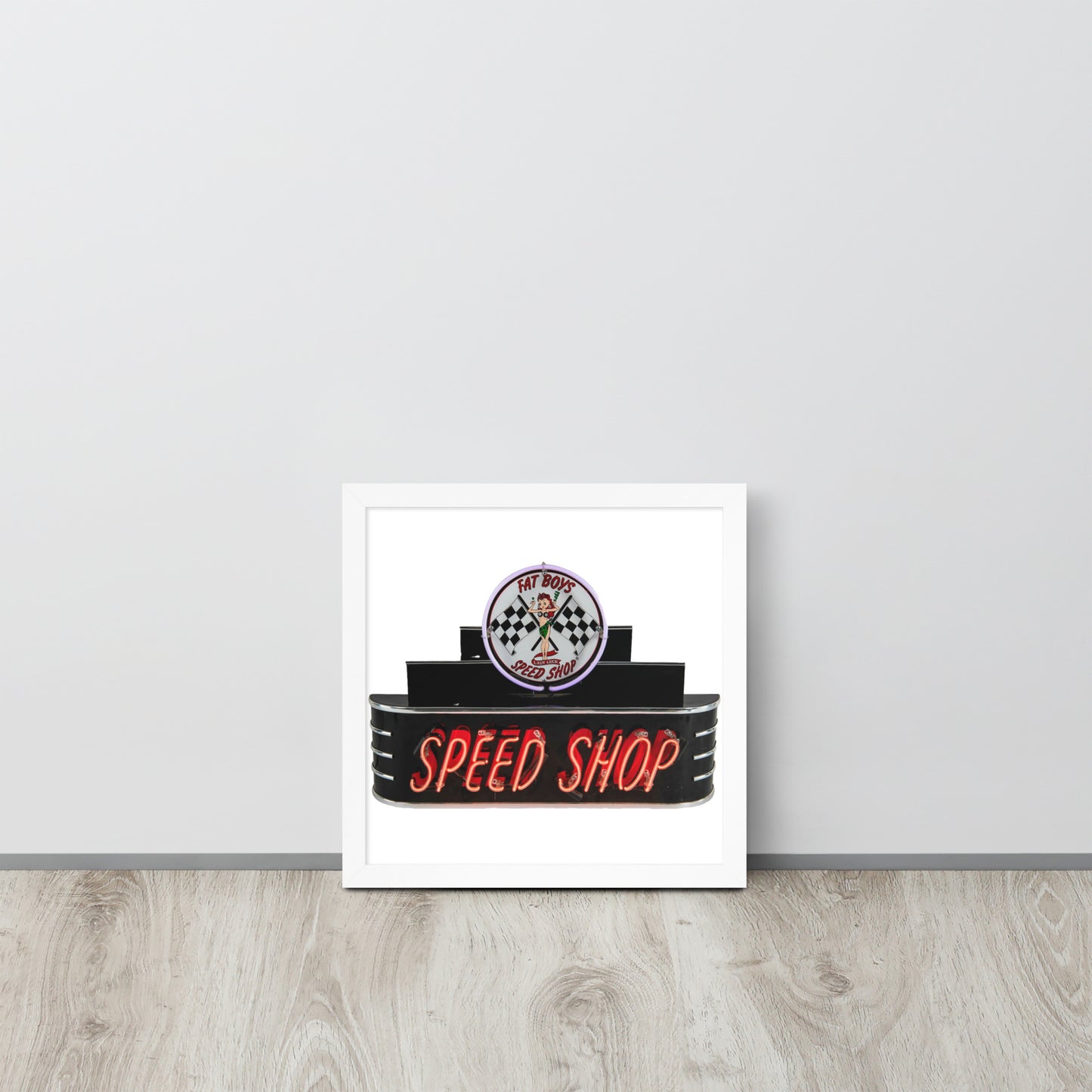 Vintage Neon Speed Shop Sign Framed poster