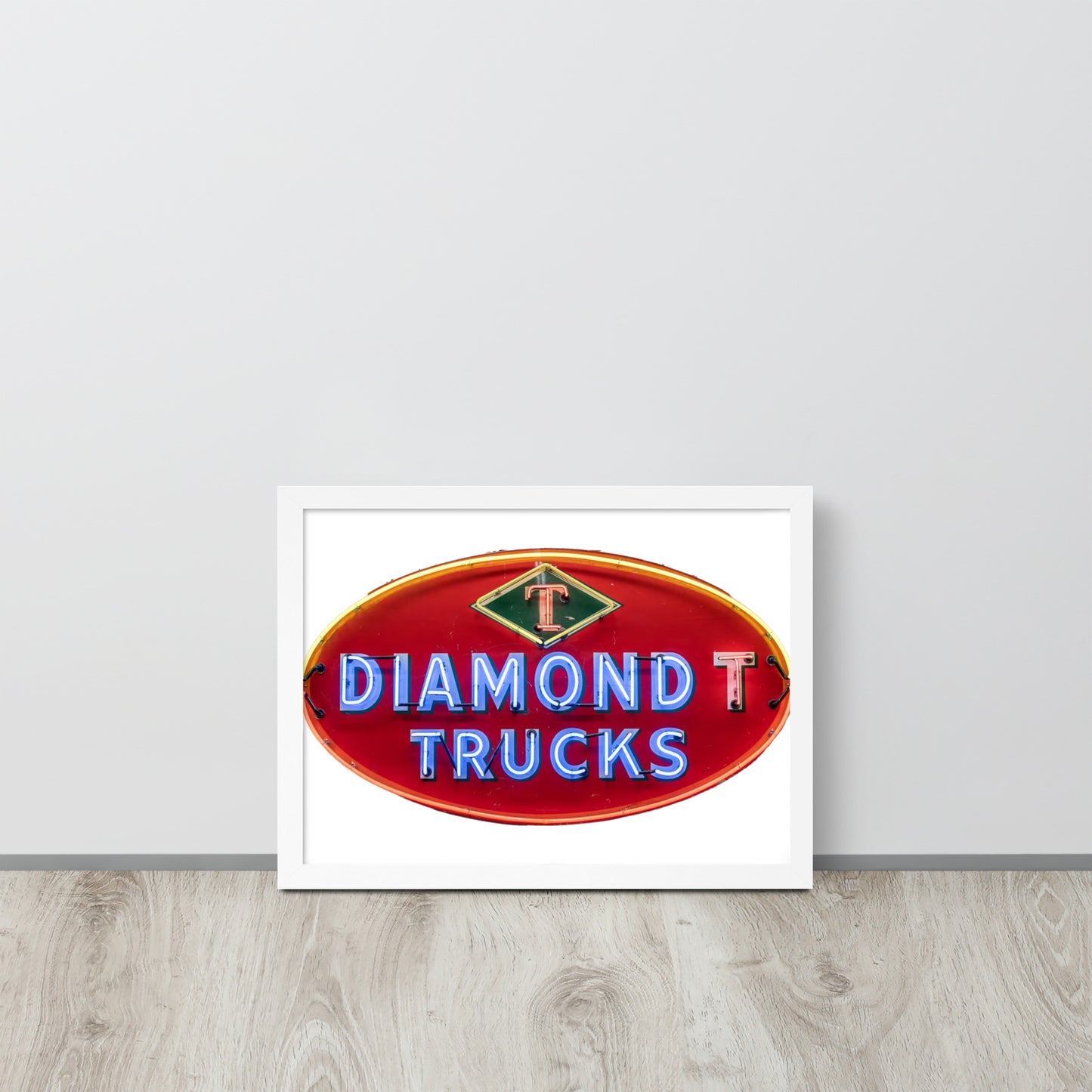 Diamond Trucks Retro Neon Sign Style Framed poster