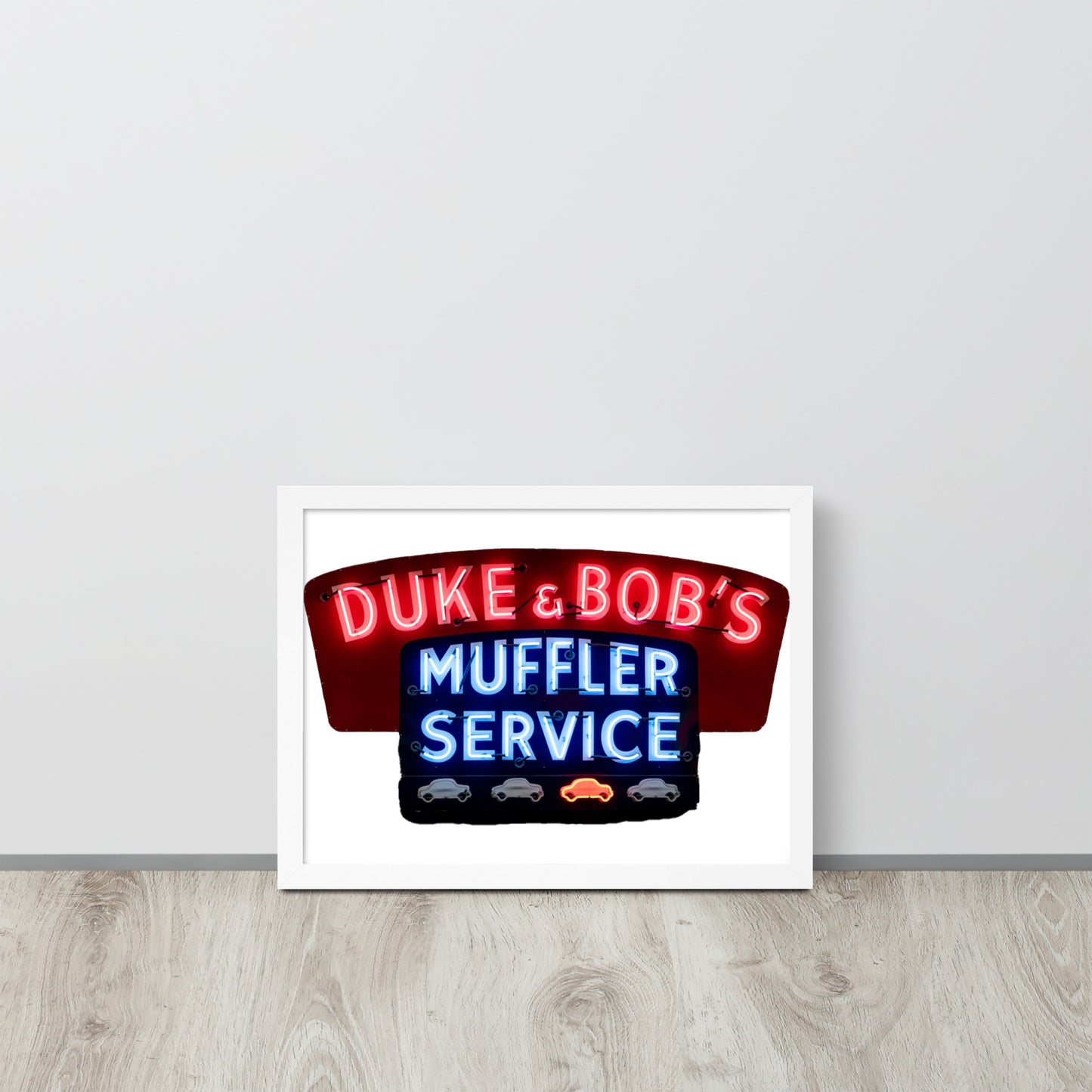 Duke + Bob Retro Neon Style Framed poster