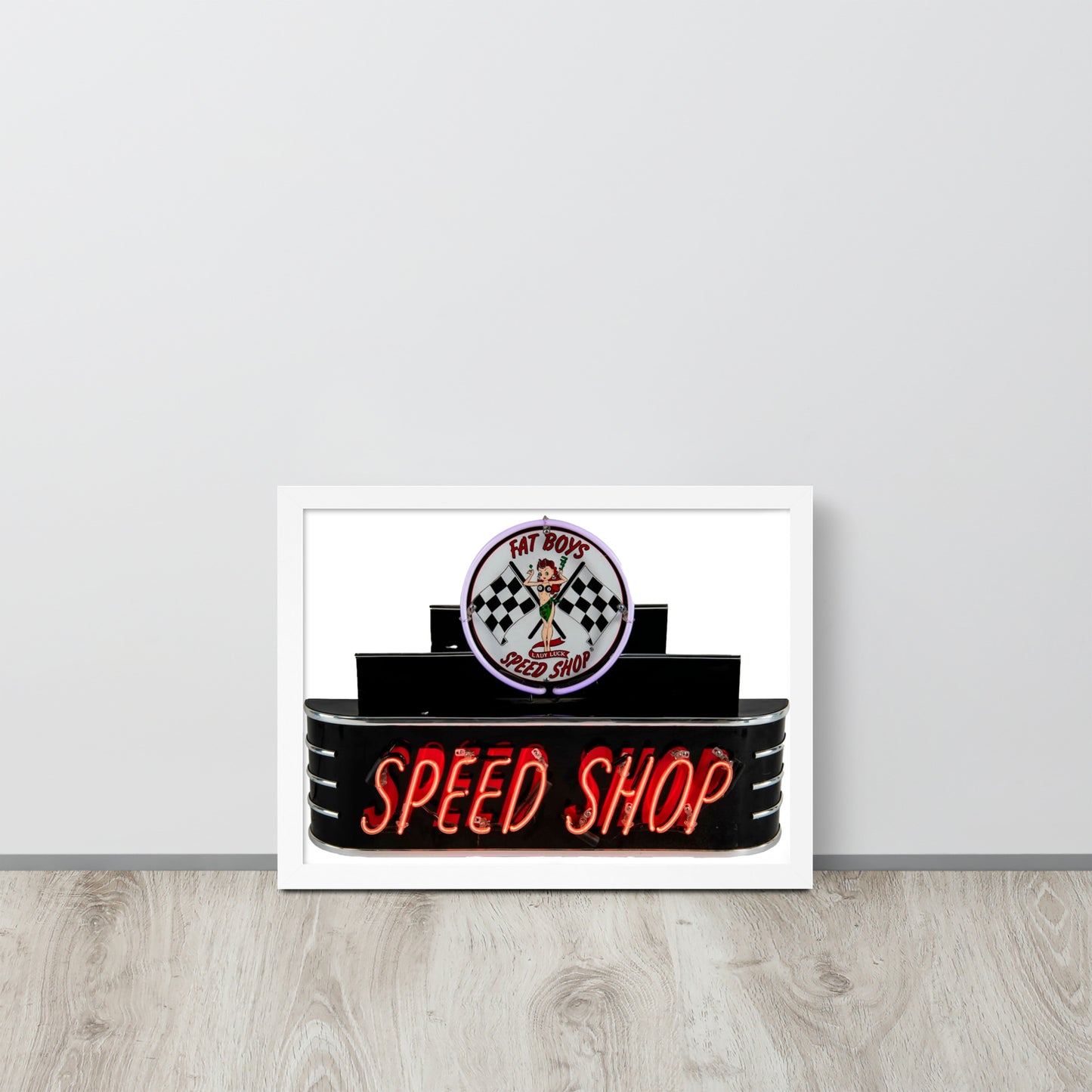 Vintage Neon Speed Shop Sign Framed poster