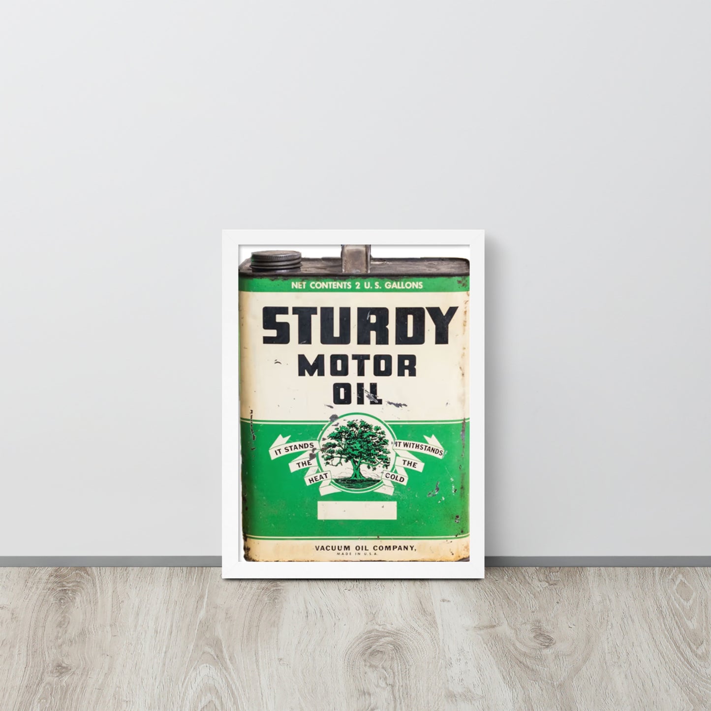 Vintage Sturdy Oil Can Patina Style Framed poster