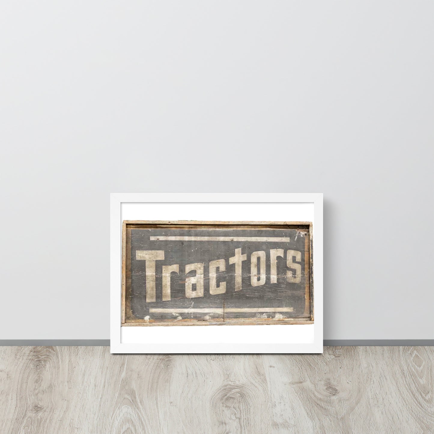 Retro Tractors Sign Wood Style Framed poster