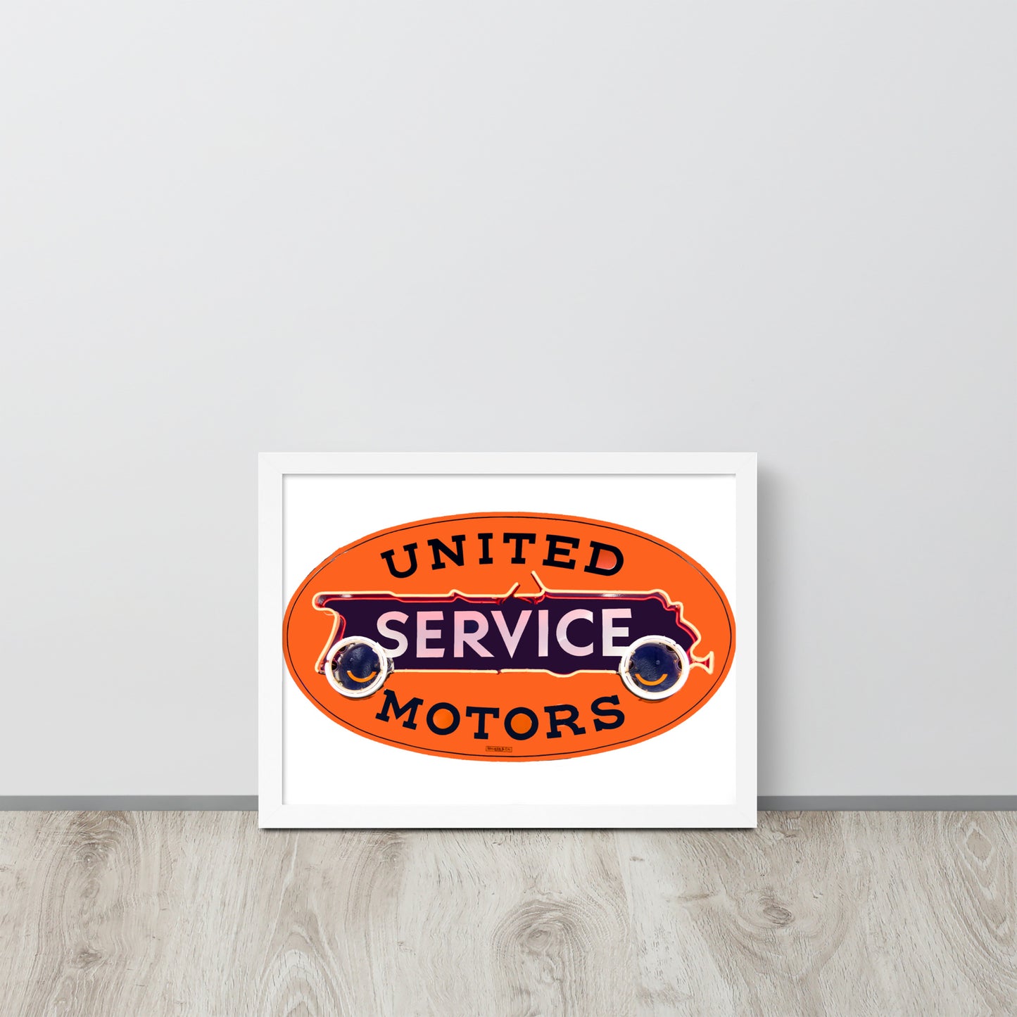 Vintage United Service Motor Neon Style Unlit Framed poster