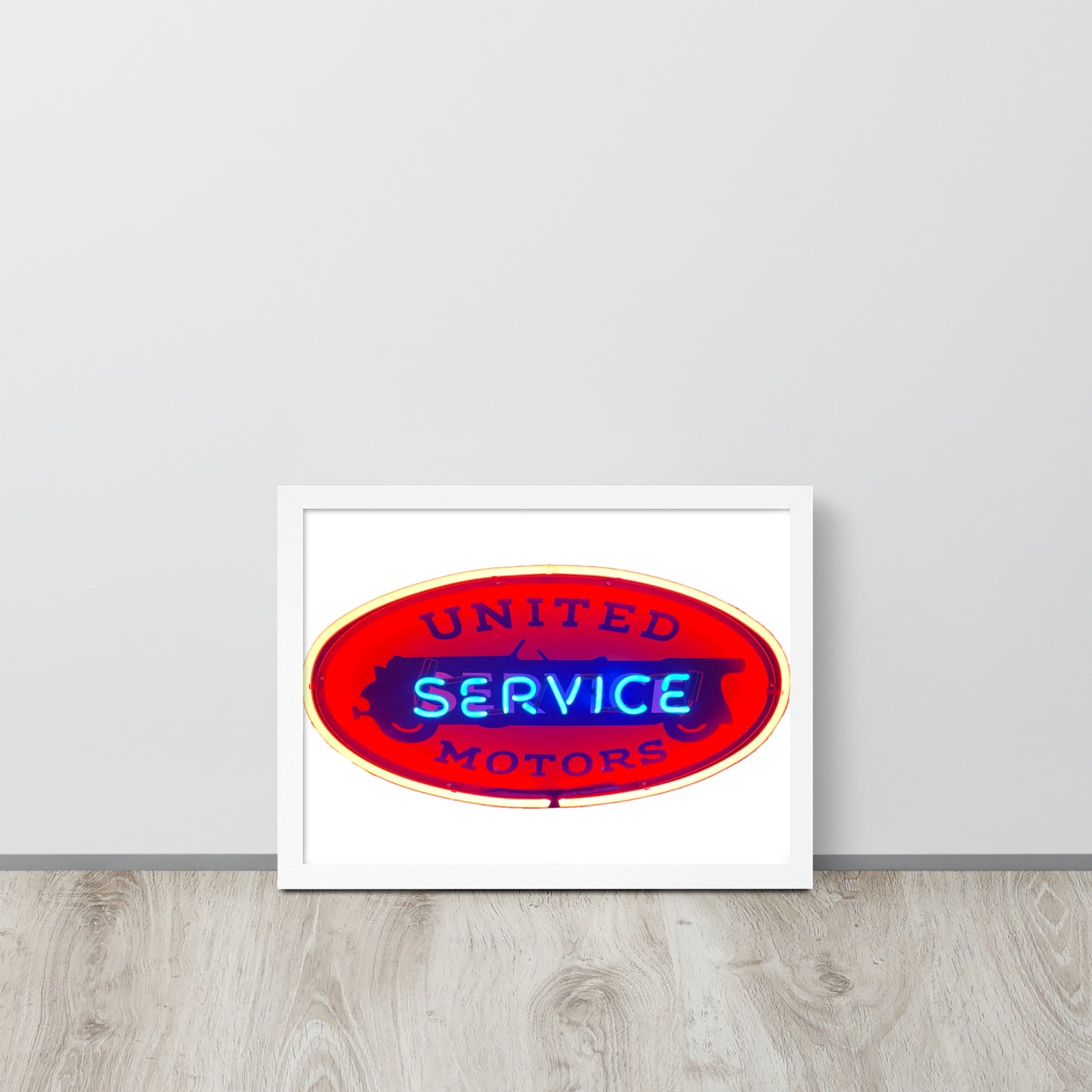 Vintage United Service Motor Neon Style Lit Framed poster