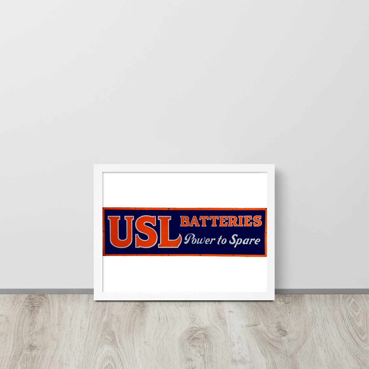 Retro USL Battery Tin Style Framed poster