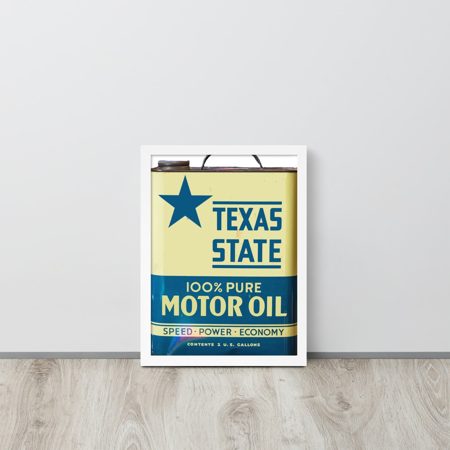 Vintage Texas Motor Oil Can Gallon Design Framed poster