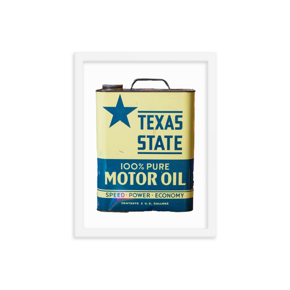 Texas State Motor Oil Steel Gallon Design Framed poster