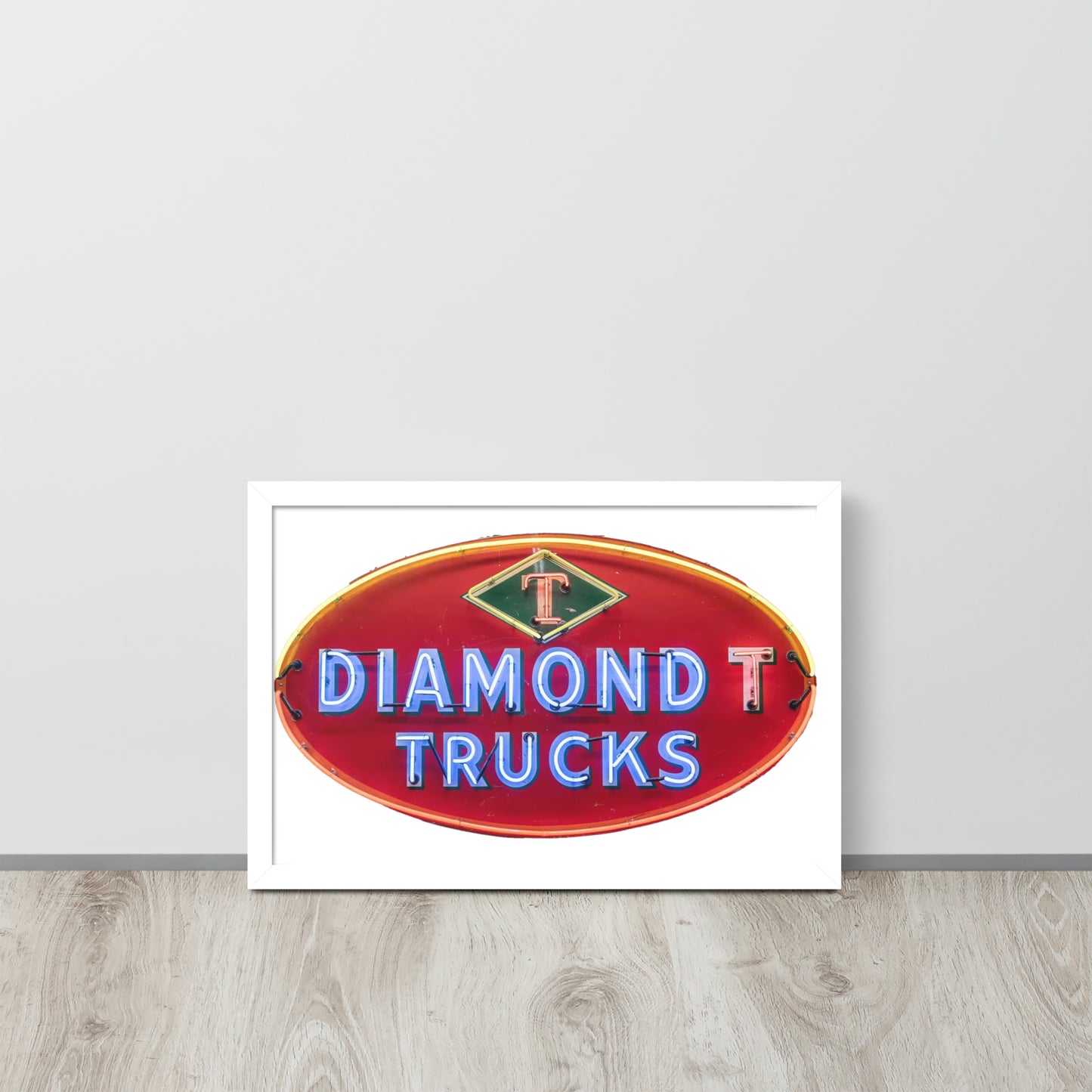 Diamond Trucks Retro Neon Sign Style Framed poster