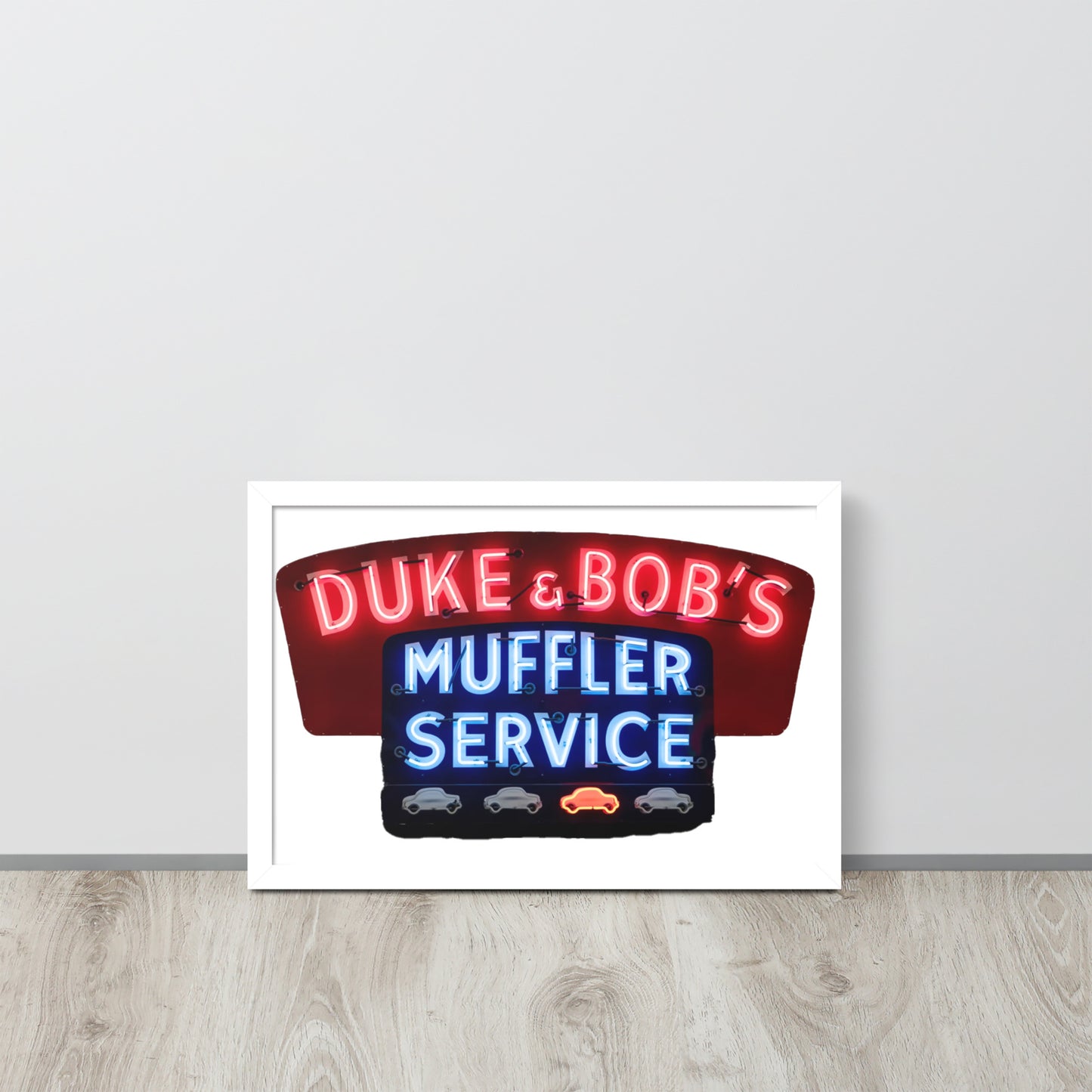 Duke + Bob Retro Neon Style Framed poster