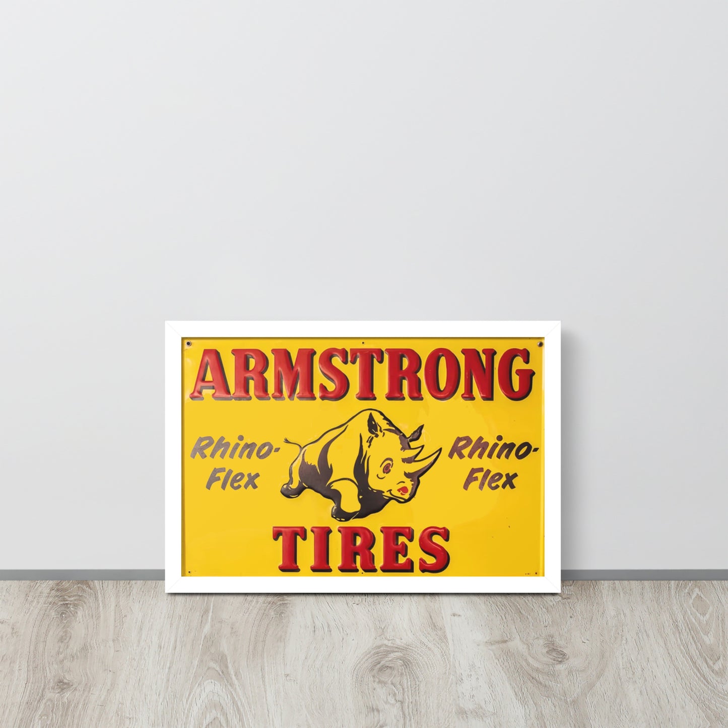 Retro Rhino Tire Sign Tin Style Framed poster