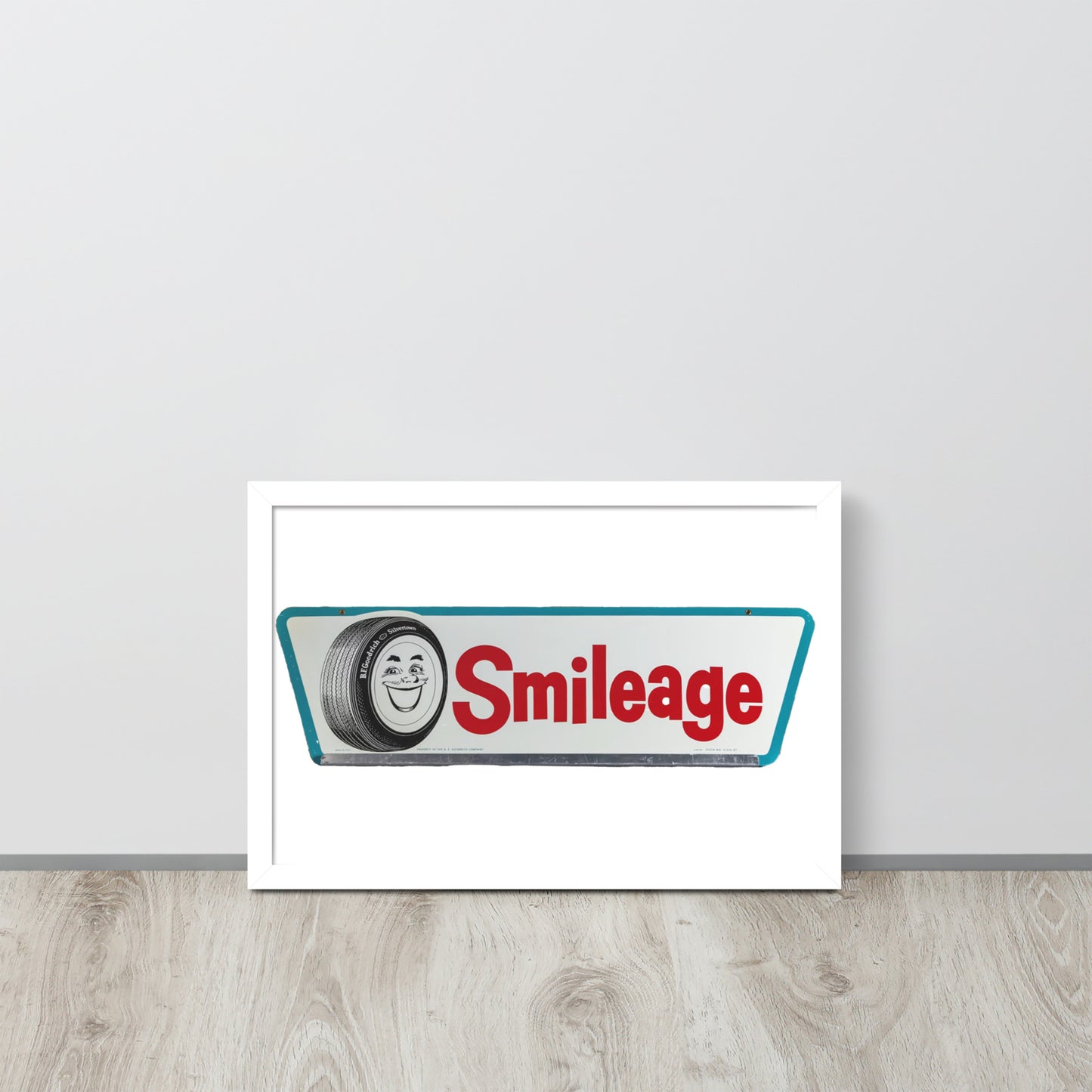 Retro Smileage Tire Sign Framed poster