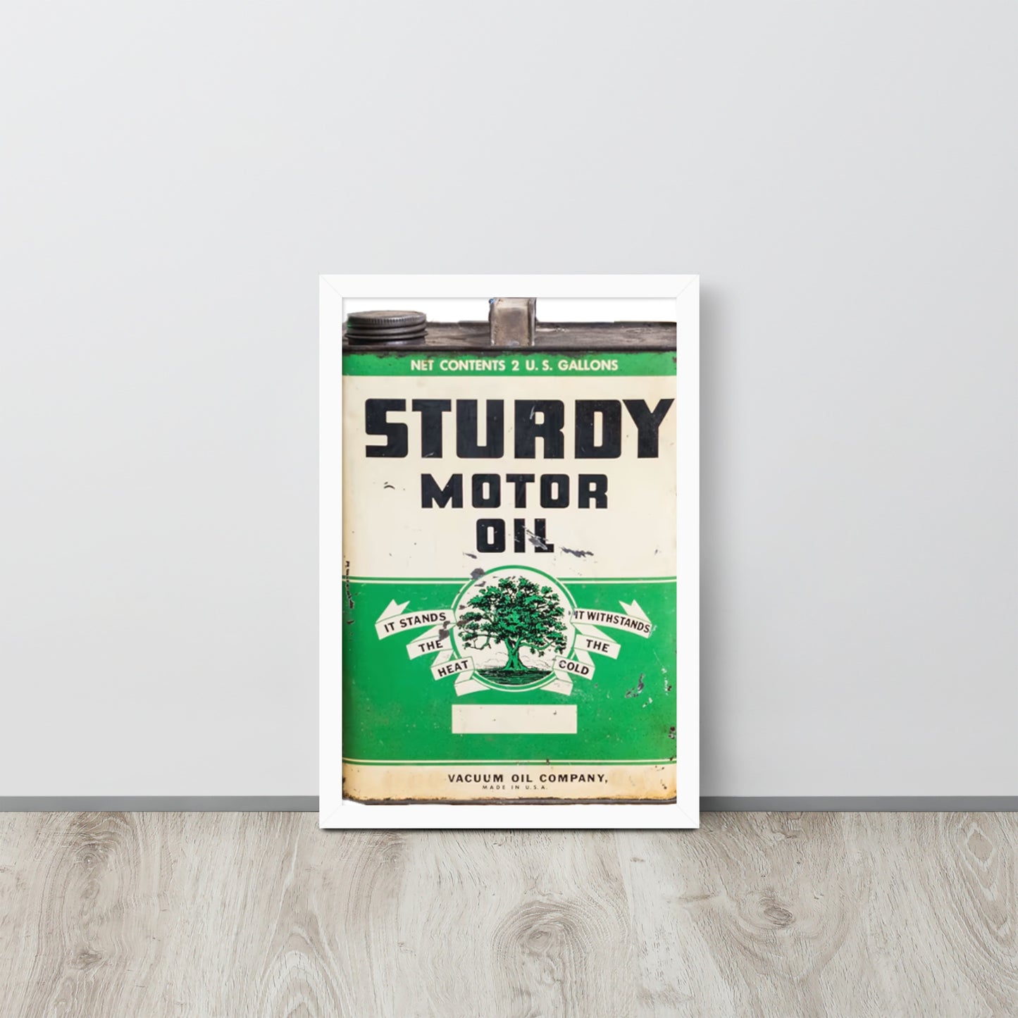 Vintage Sturdy Oil Can Patina Style Framed poster