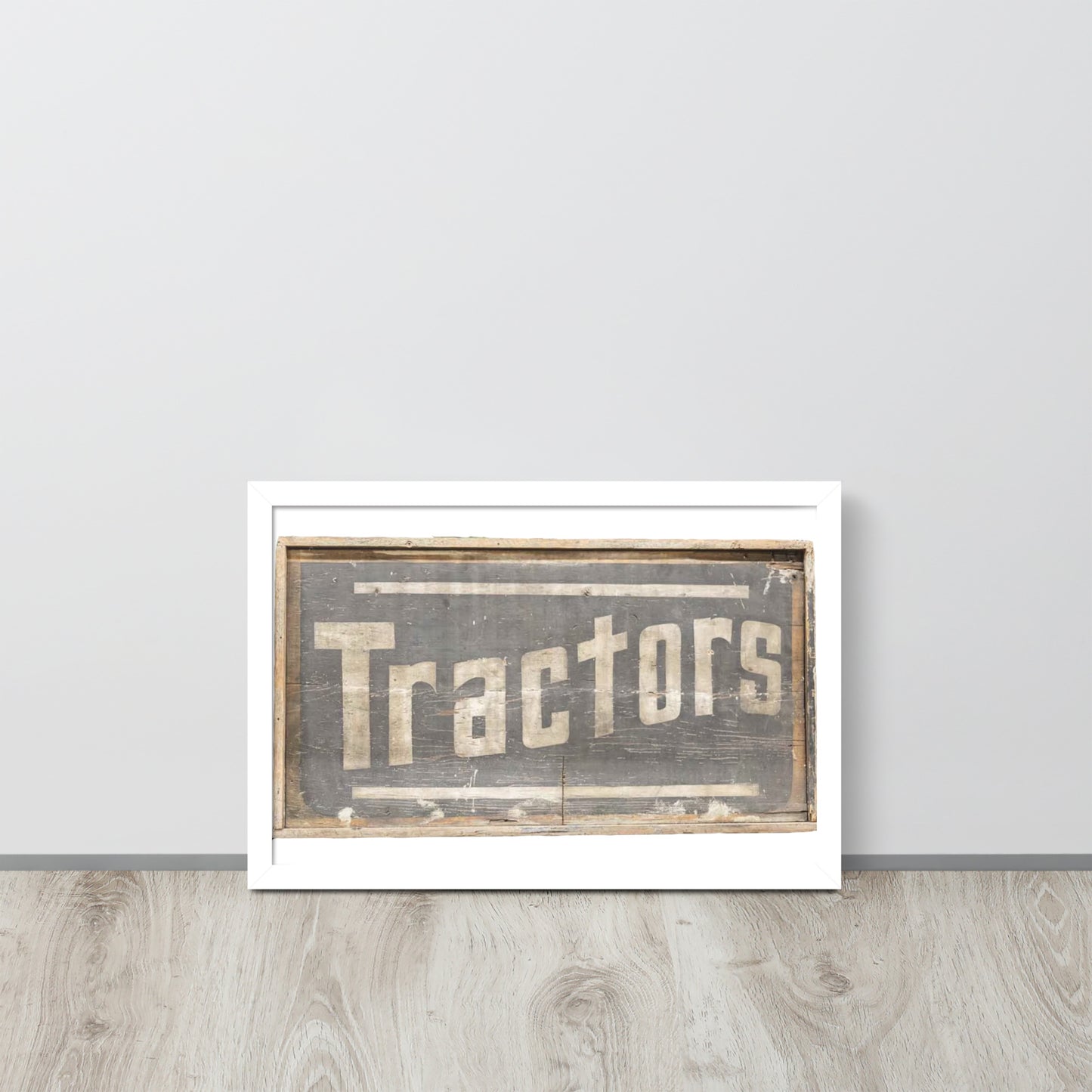 Retro Tractors Sign Wood Style Framed poster