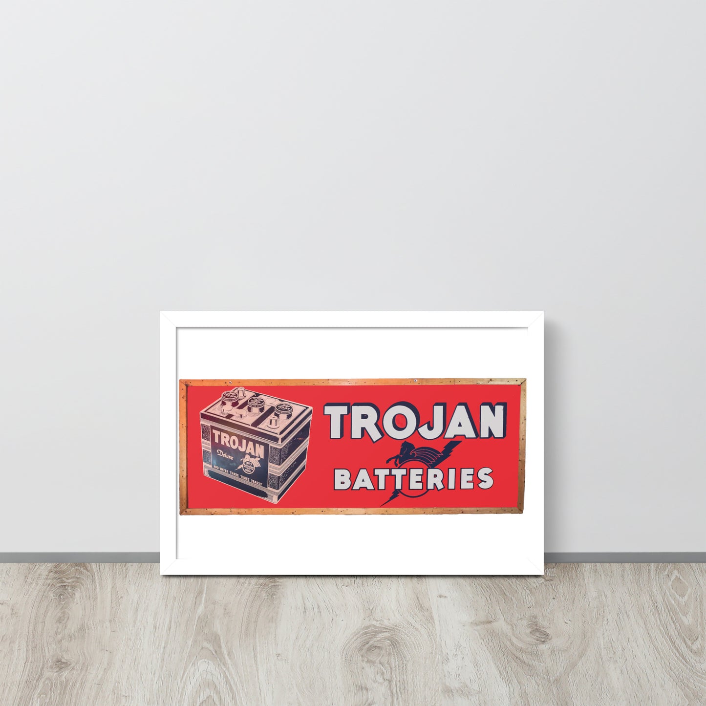 Vintage Trojan Battery Sign Framed poster